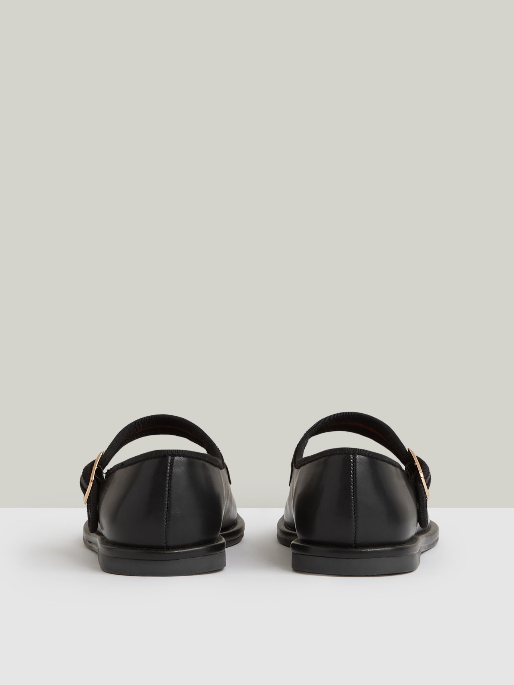 Leather Mary Jane Ballet Pumps in Black