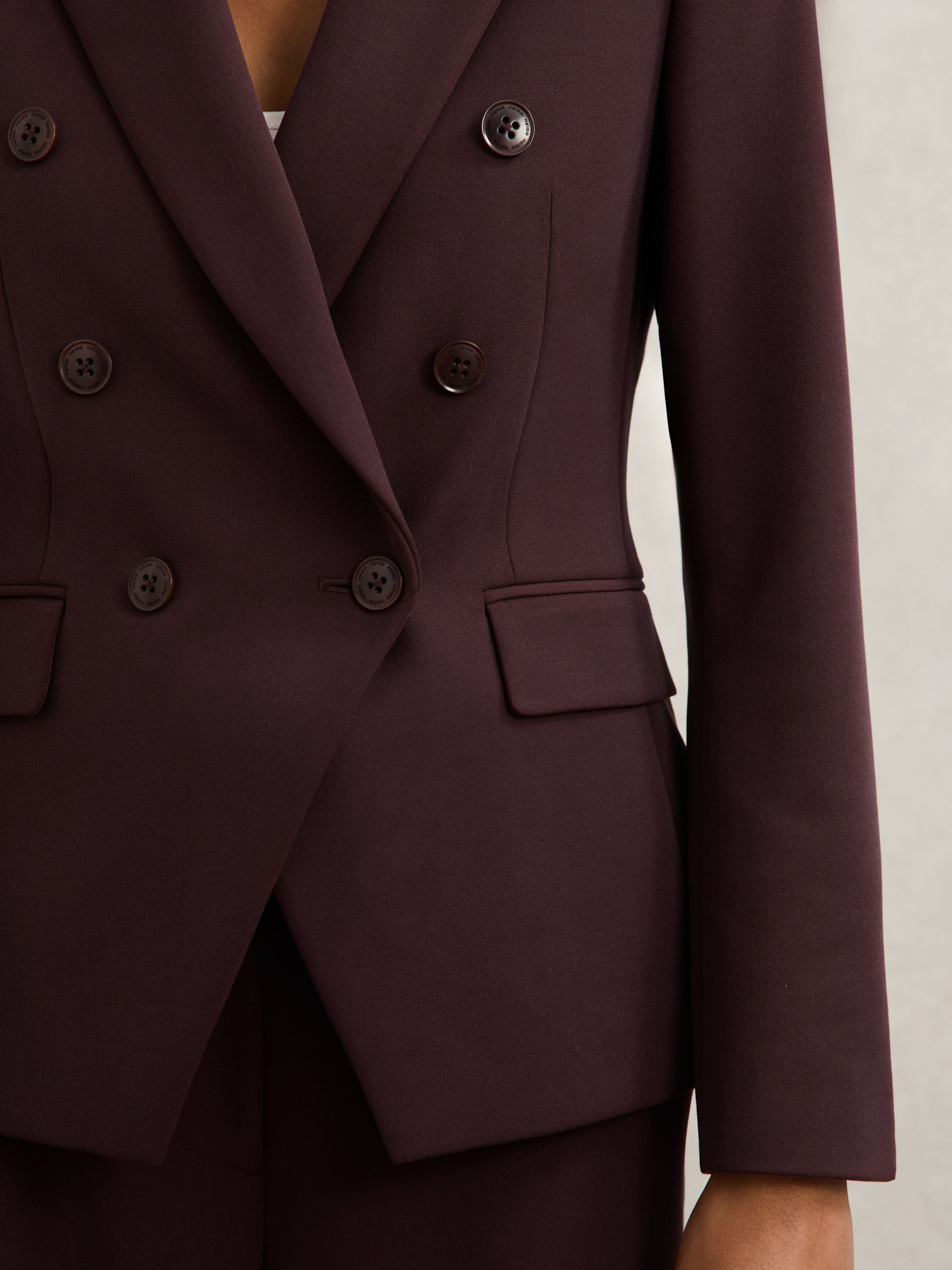 Petite Double-Breasted Suit Blazer in Berry