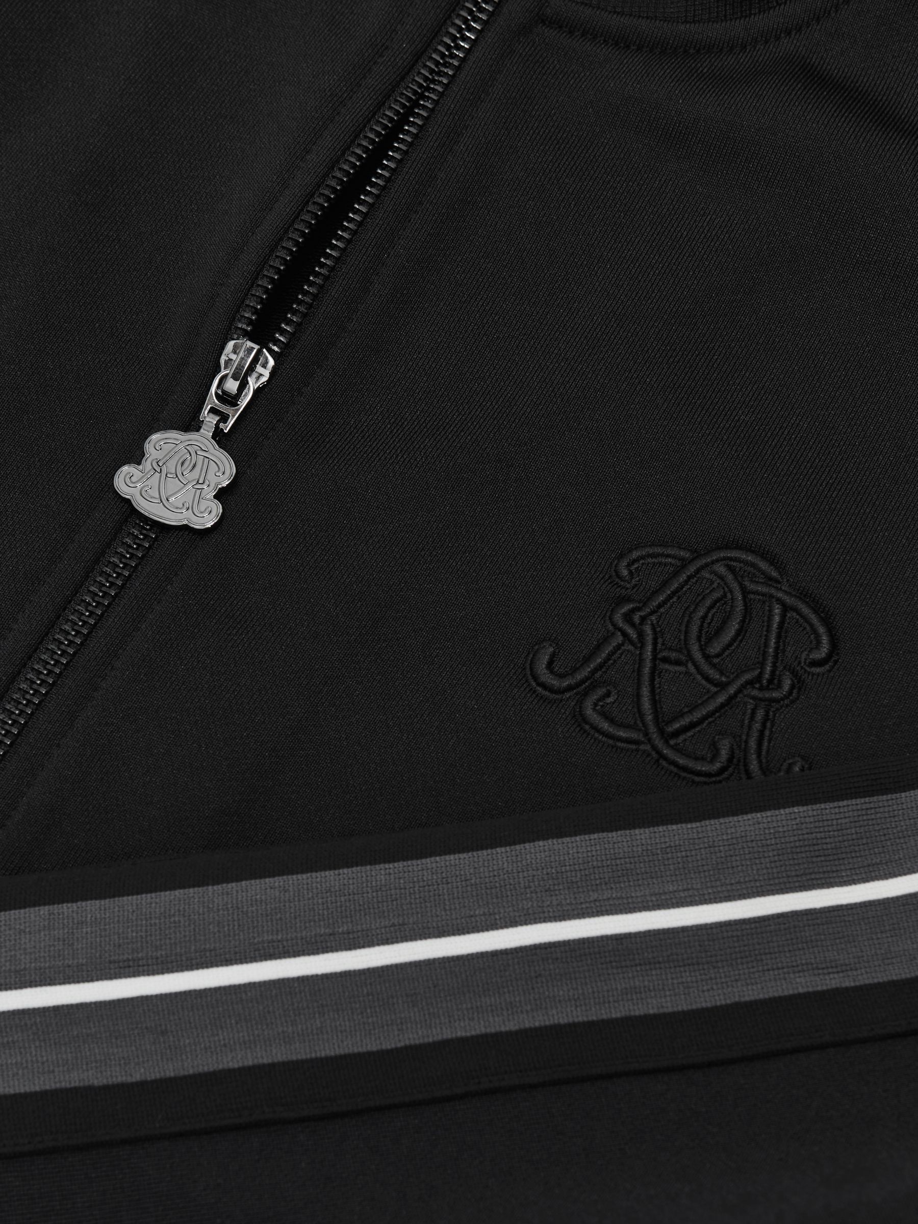 Monogram Zip-Through Relaxed Track Top in Black