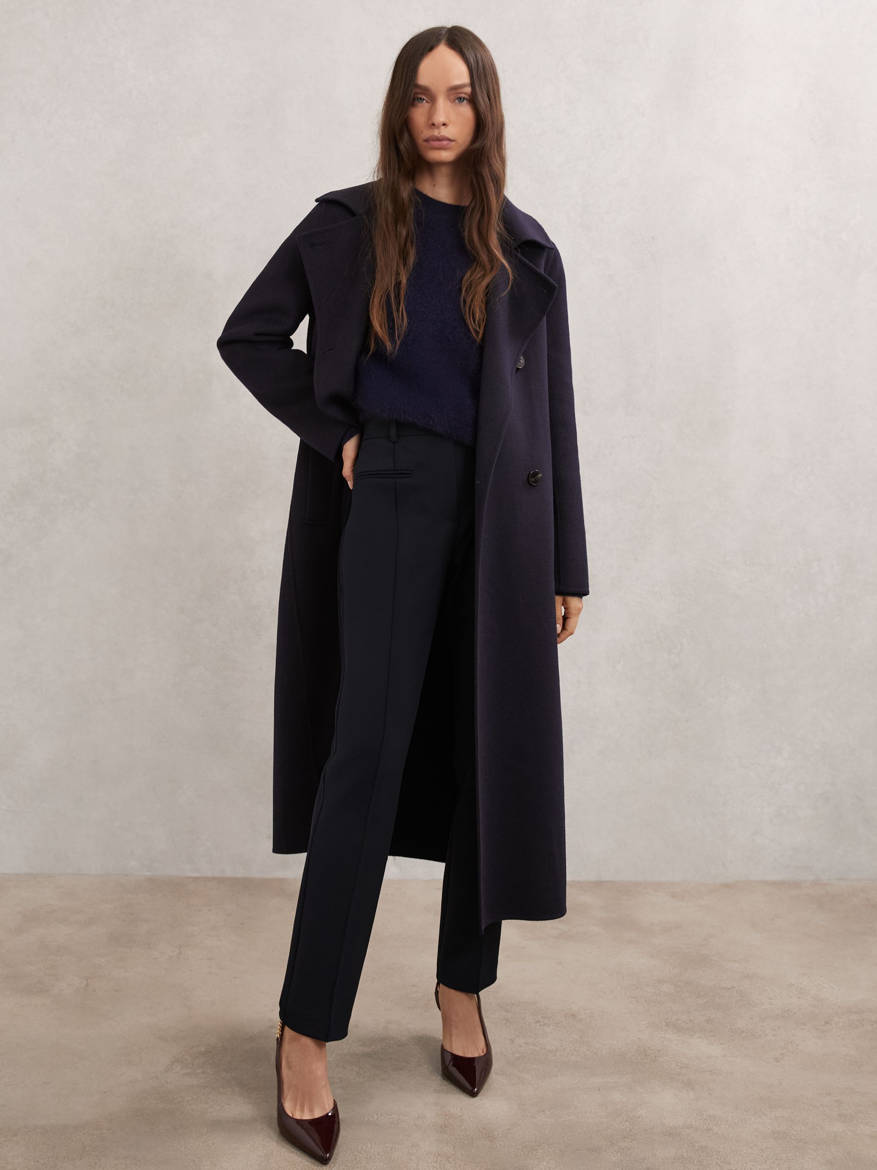 Petite Pintuck Tapered Trousers in Blue