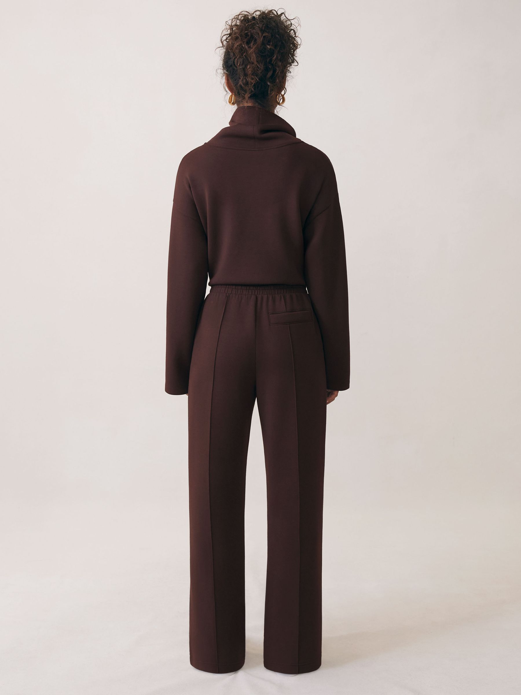 Petite Modal-Blend Interlock Wide-Leg Joggers in Dark Chocolate Brown