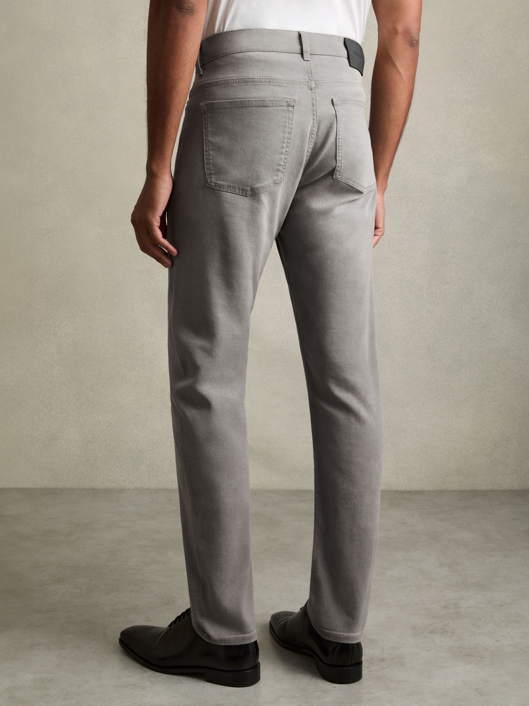 Cotton-Stretch Slim-Fit Jeans in Light Washed Grey