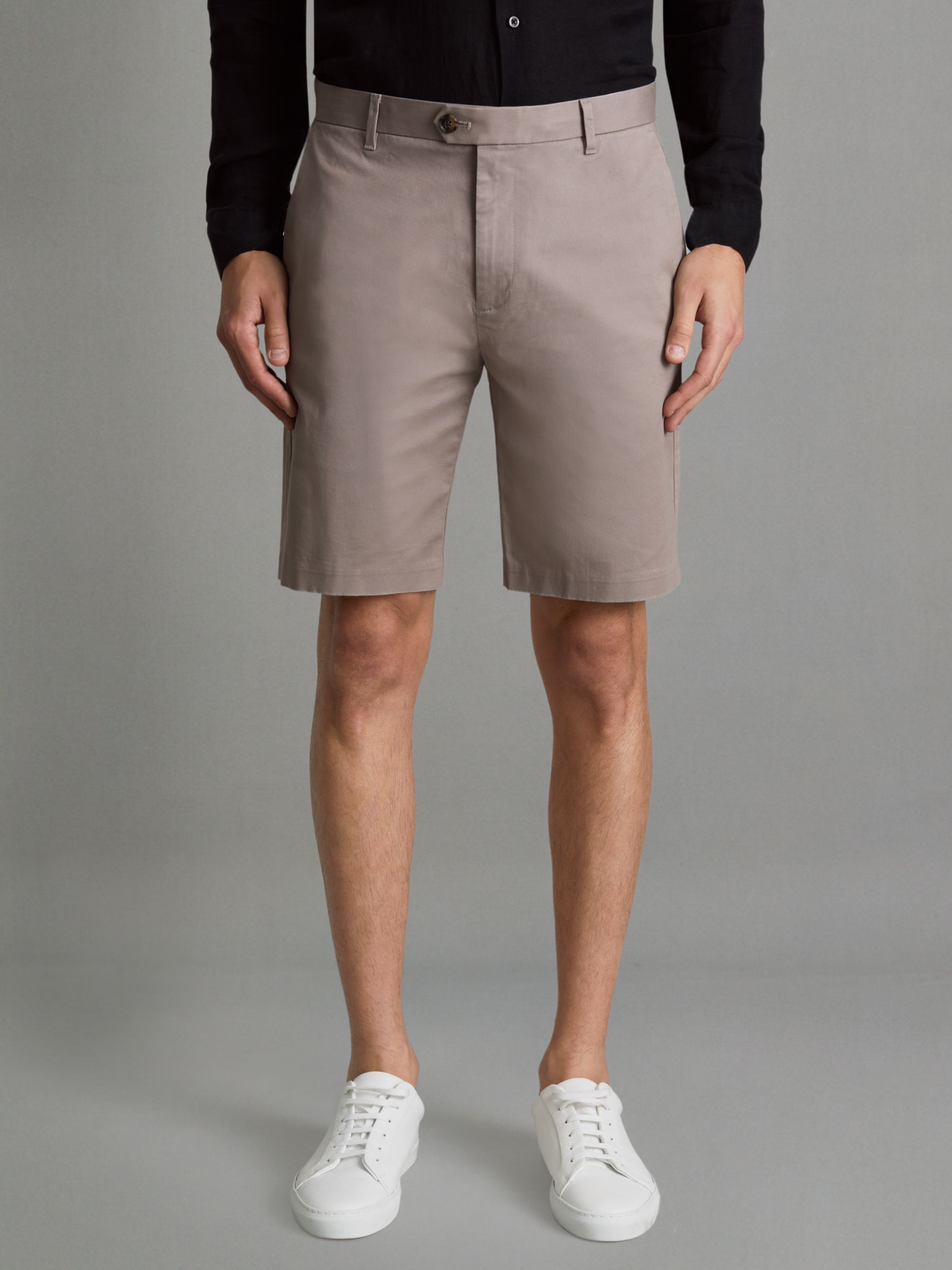 Cotton Chino Shorts with Stretch in White