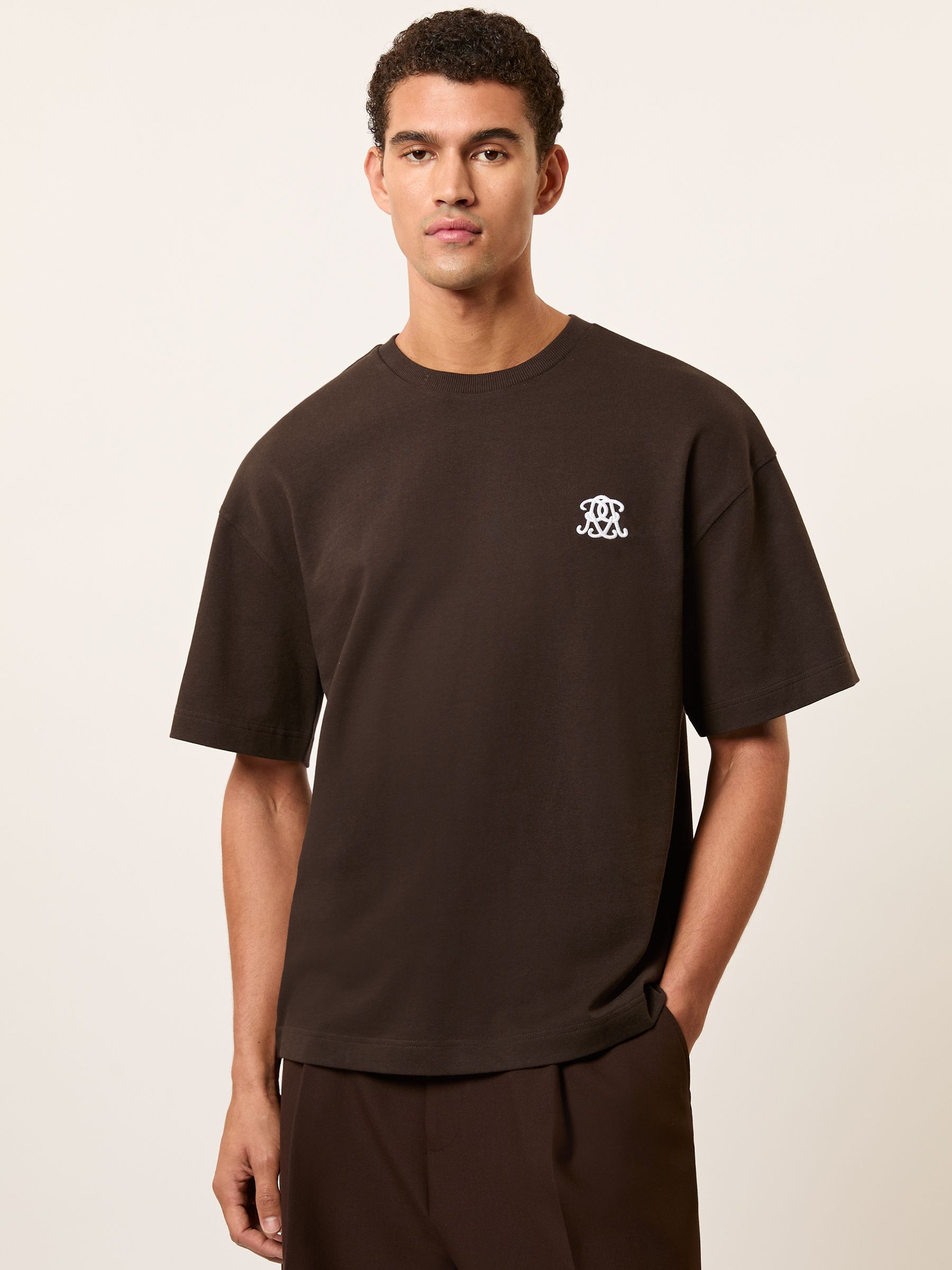 Monogram Cotton Oversized T-Shirt in Brown