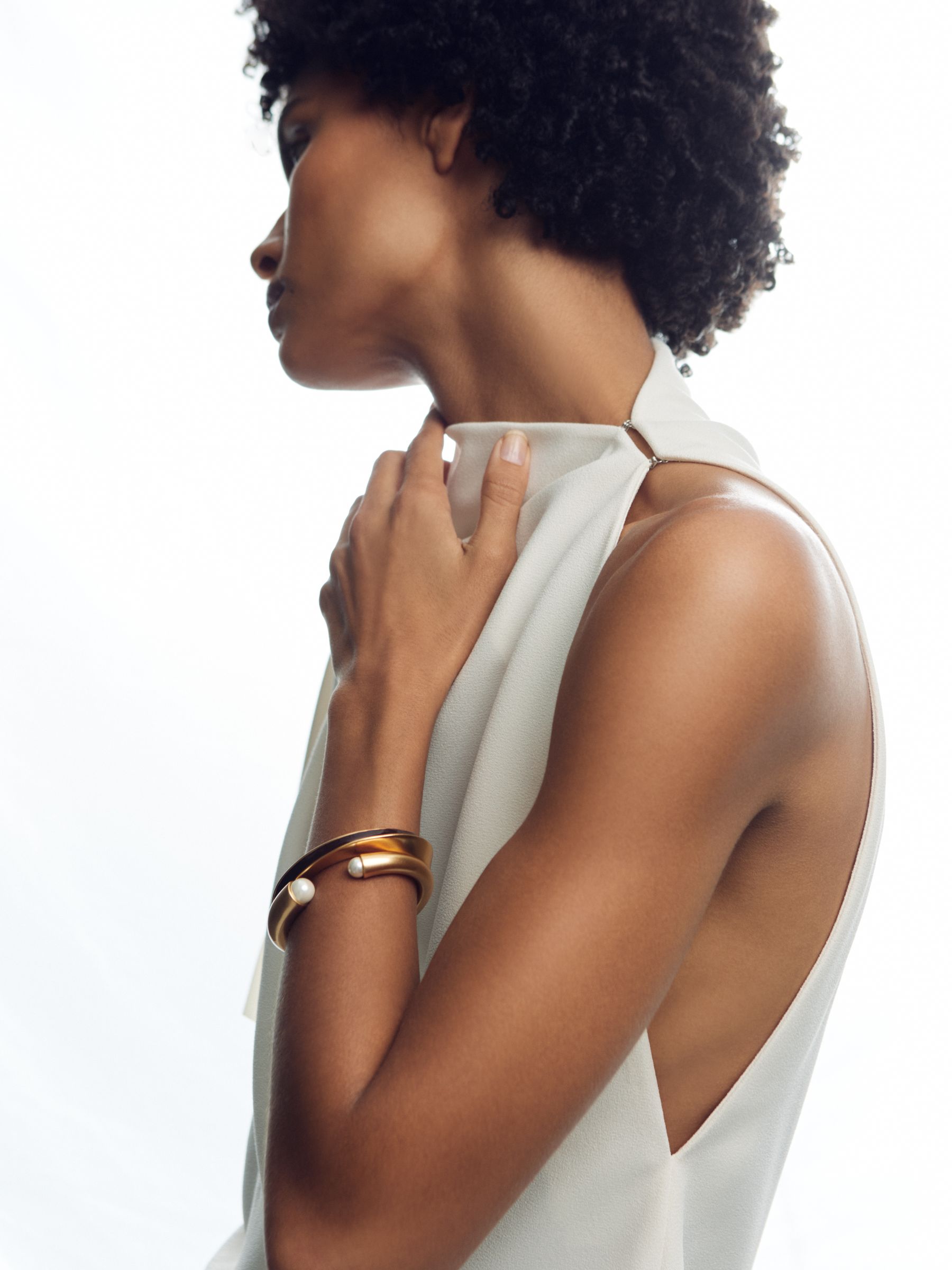 Tone Twist Enamel Cuff Bracelet in Gold