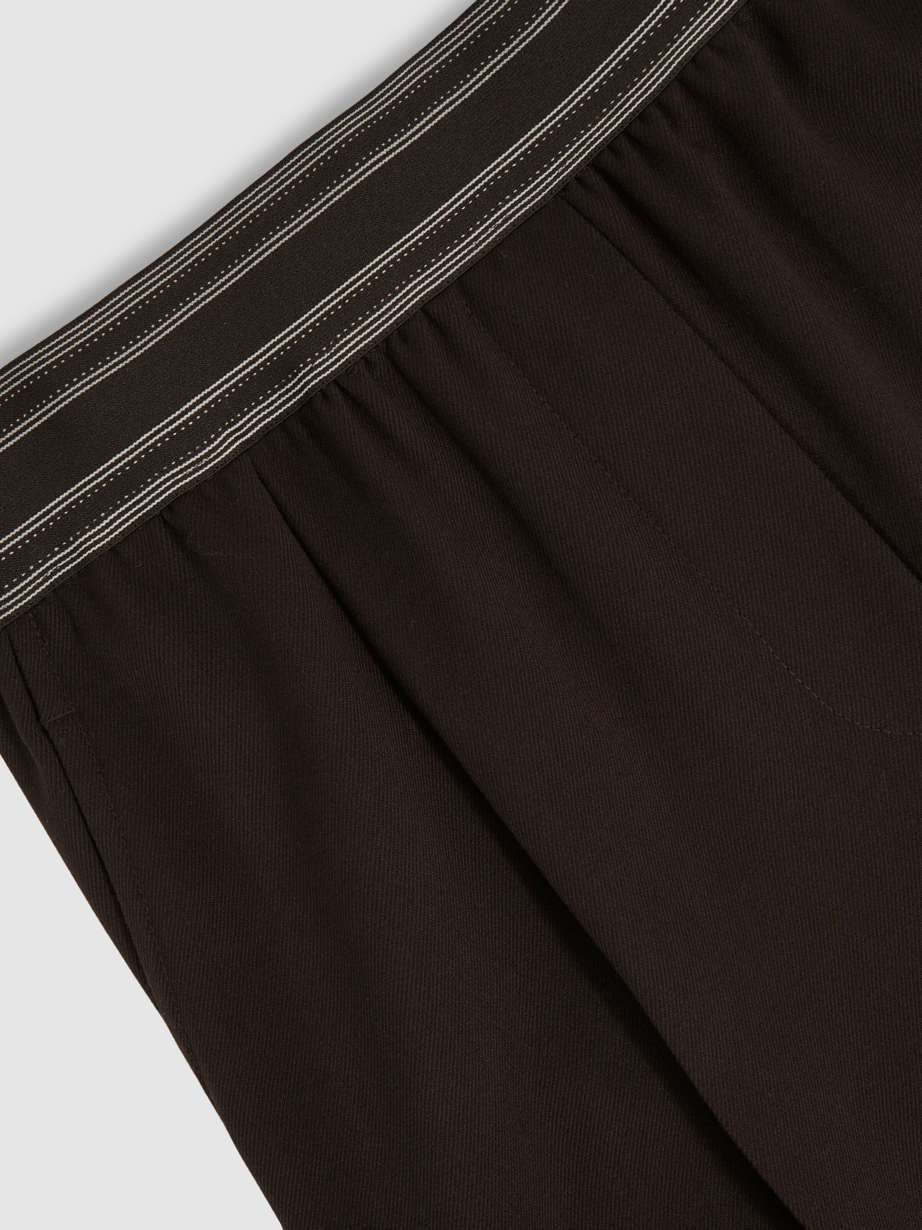 Petite Wide-Leg Contrast-Waistband Trousers in Chocolate Brown