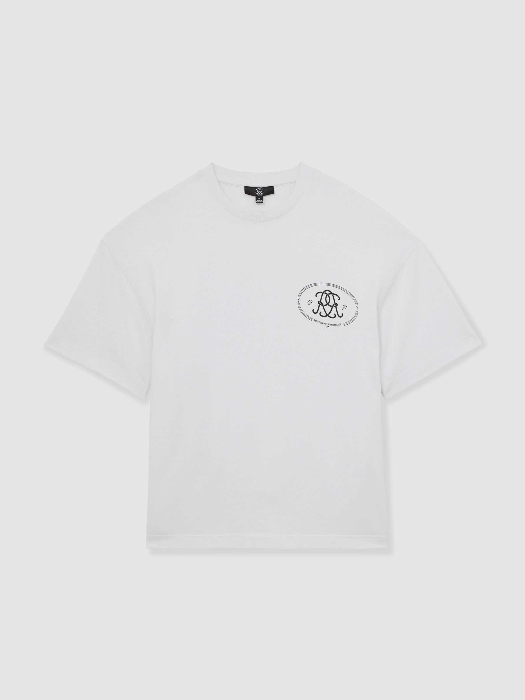 Monogram Print Cotton Oversized T-Shirt in White