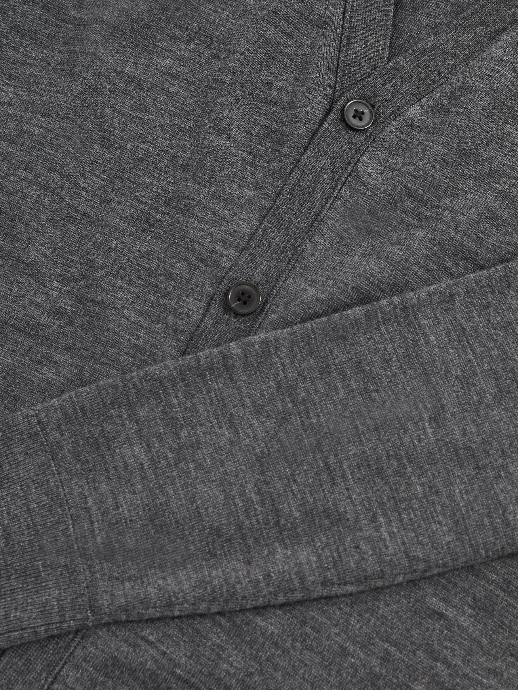 Merino Wool Button-Through Cardigan in Derby Grey Melange