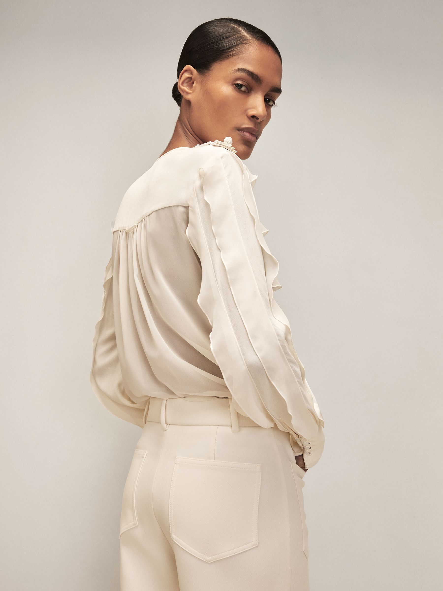 Reiss | Royal Ballet Ruffle Blouse in Cream