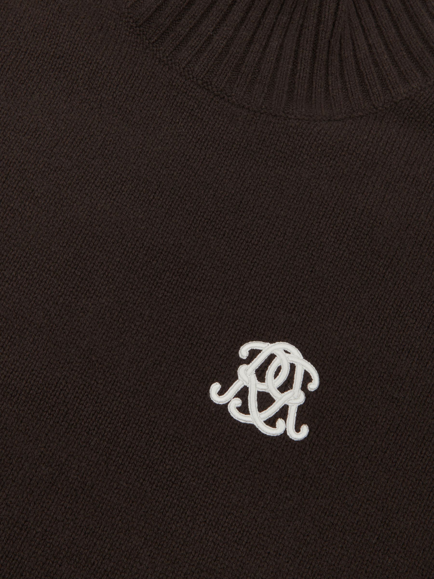 Monogram Wool Relaxed Jumper in Dark Brown