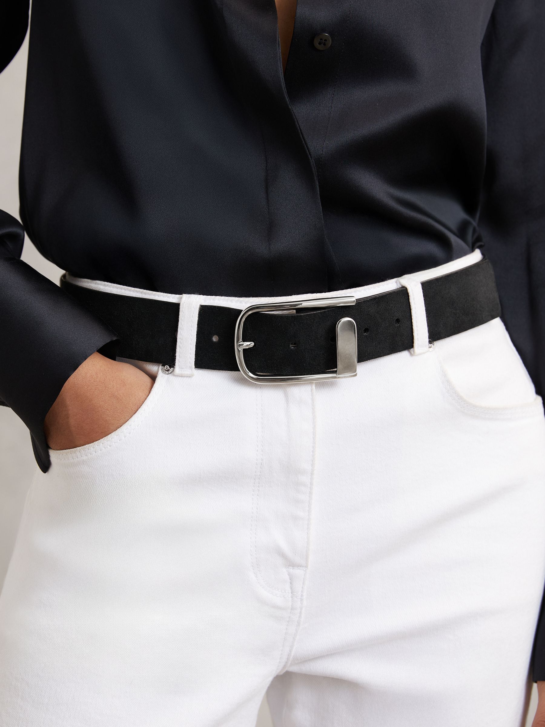 Leather Half Keeper Belt in Black