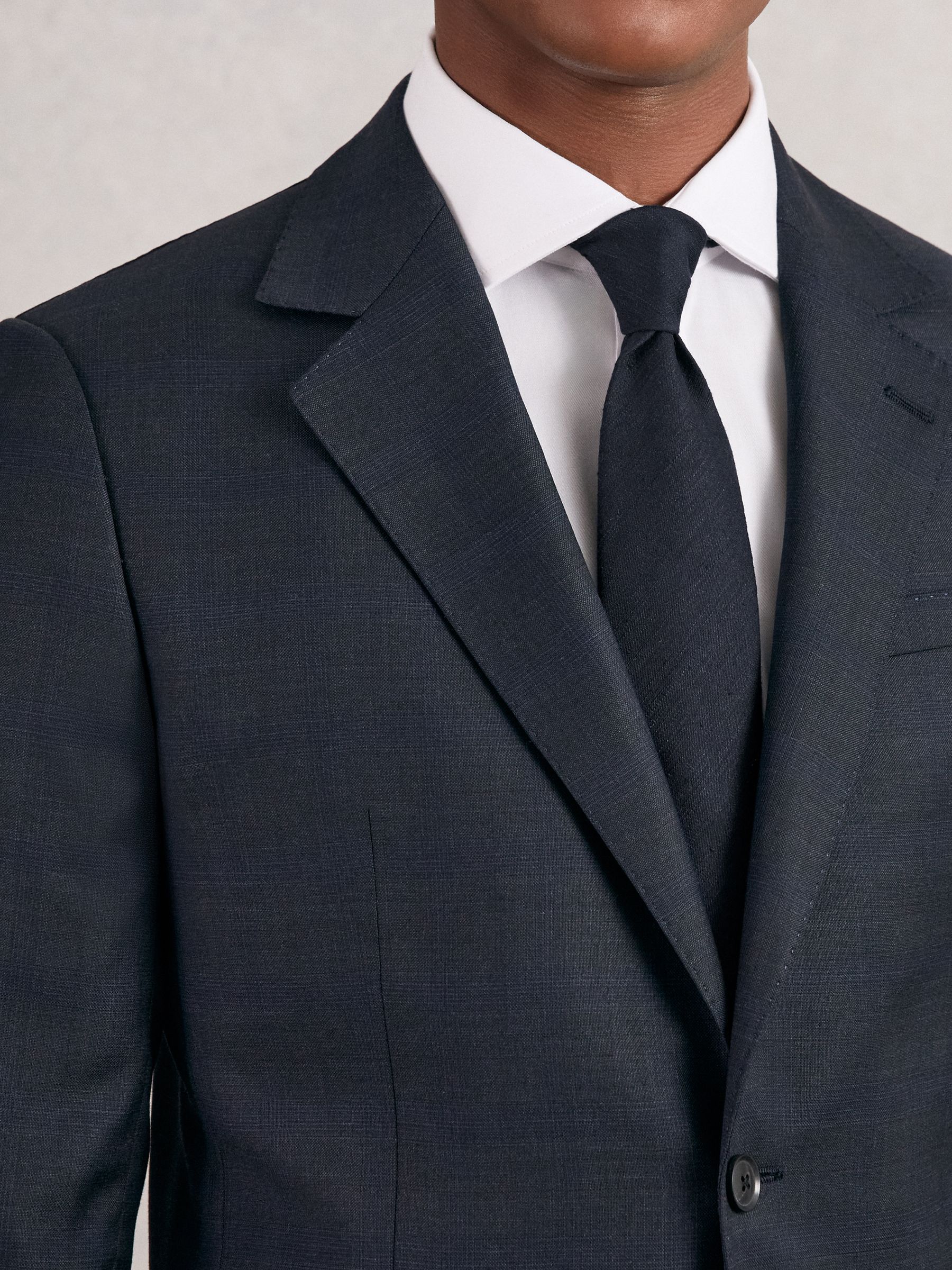 Silk Blend Textured Tie in Navy