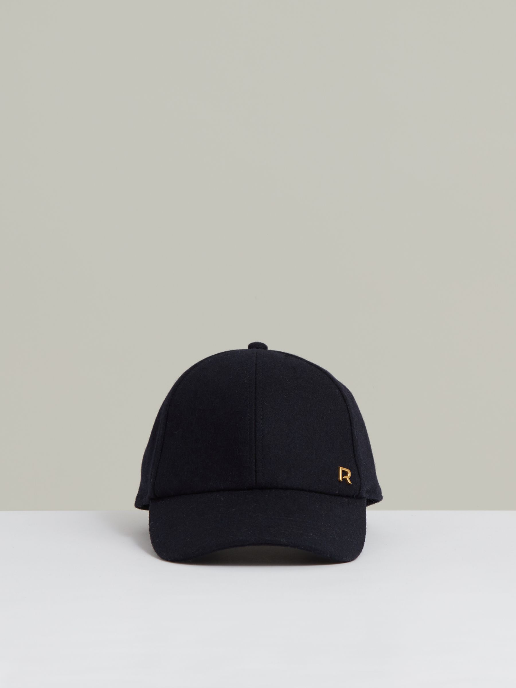Wool-Blend Flannel Baseball Cap in Navy