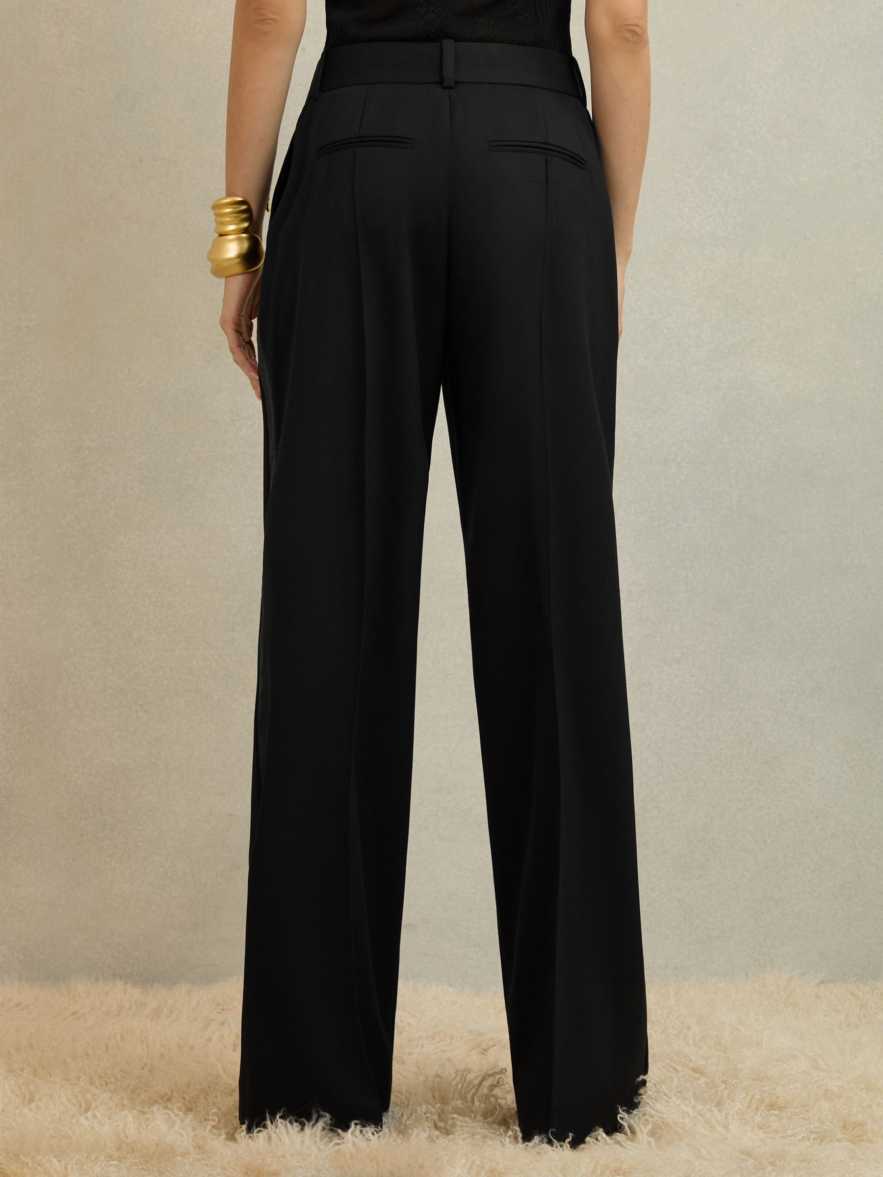 Petite Atelier Wide-Leg Tuxedo Trousers in Black