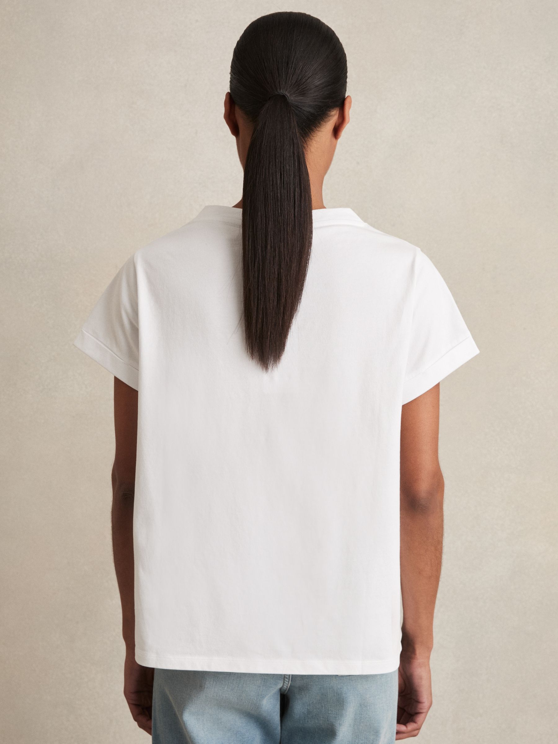 Brushed-Cotton V-Neck T-Shirt in White
