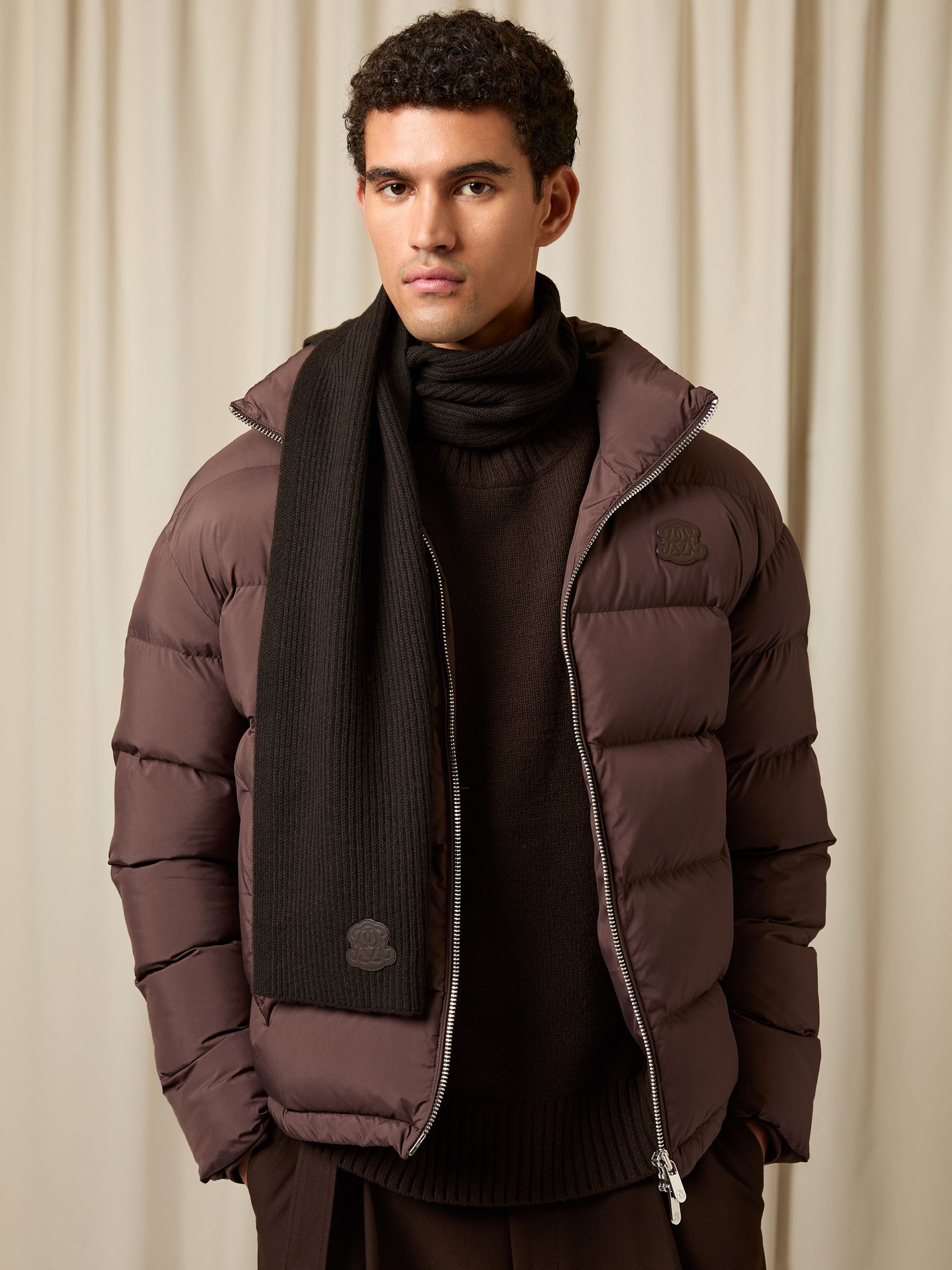 Monogram Appliqué Wool Scarf in Black