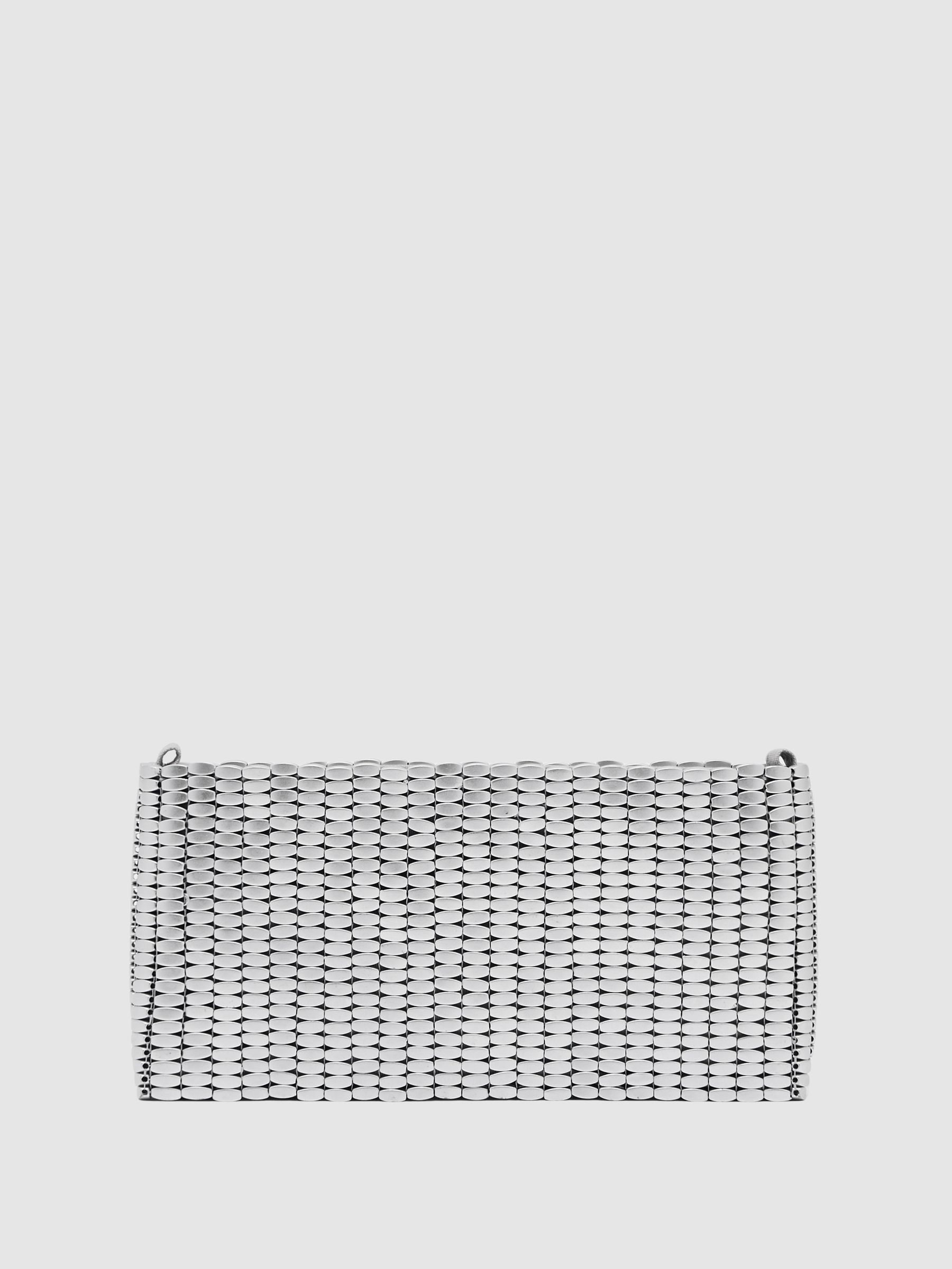 Beaded Removable Strap Shoulder Bag in Silver