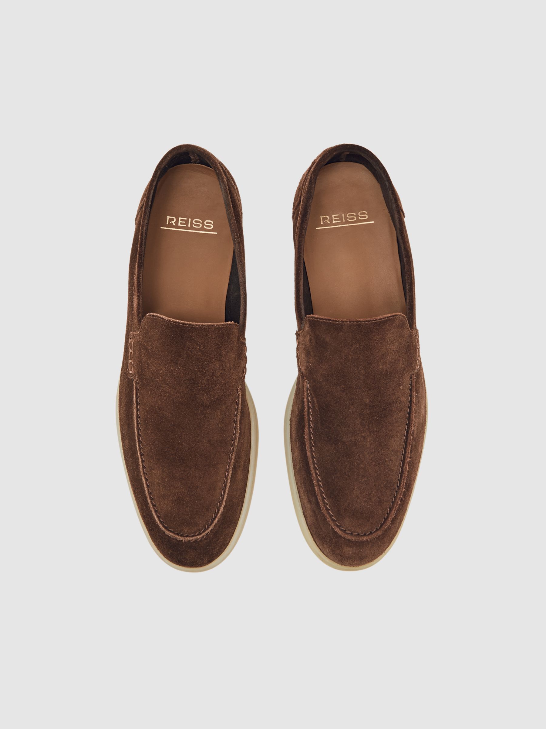 Suede Slip-On Loafers in Chocolate Brown