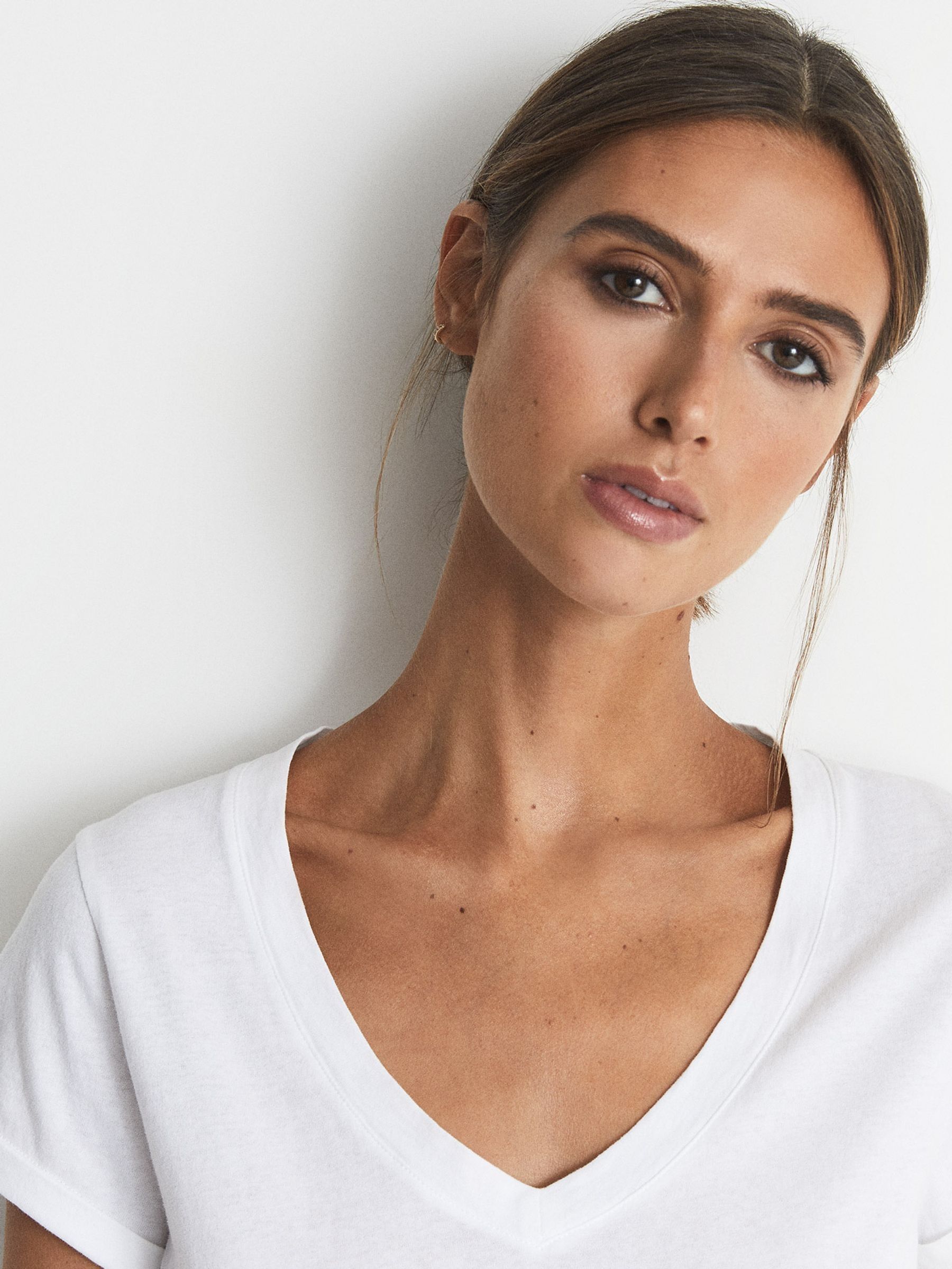 Cotton-Jersey V-Neck T-Shirt in White