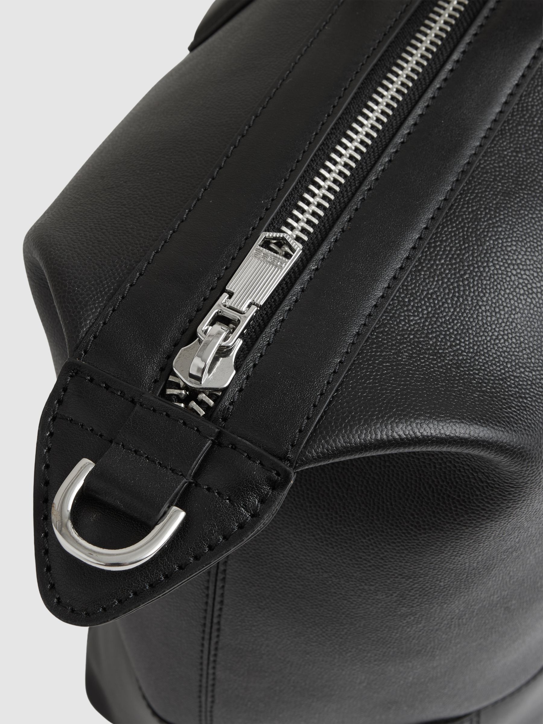 Micro-Grain Leather Holdall in Black