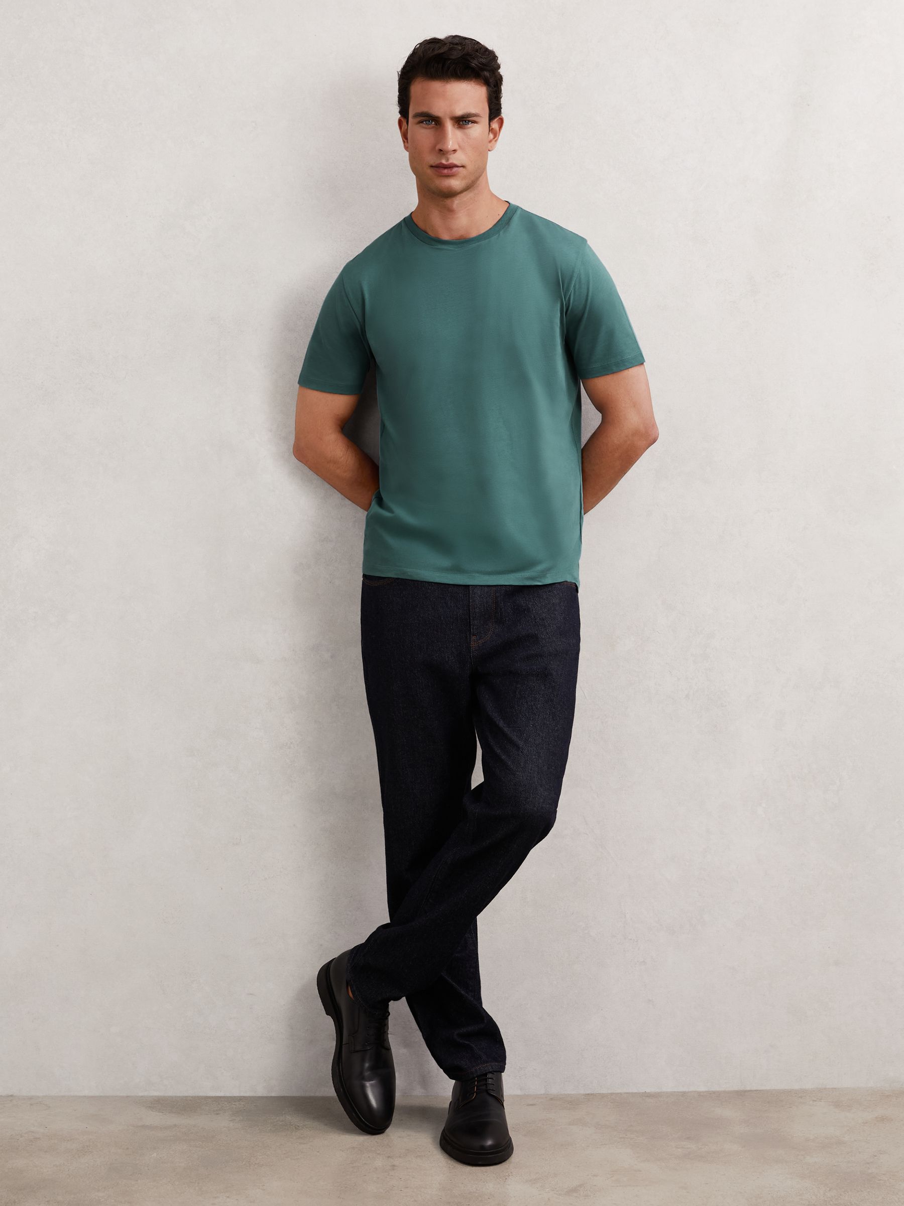 Cotton Crew-Neck T-Shirt in Seafoam Green