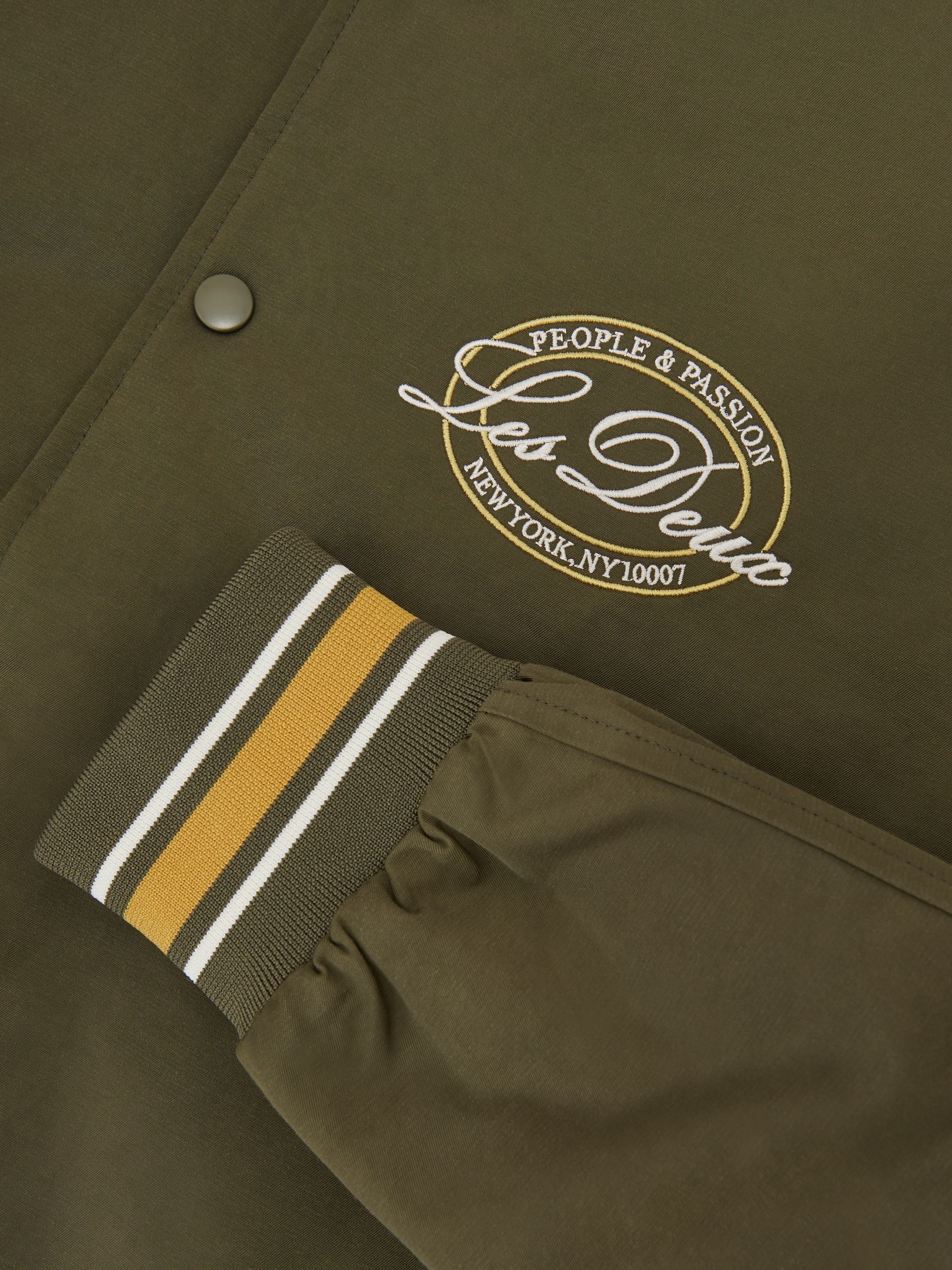 Les Deux Tech Varsity Jacket in Olive Night