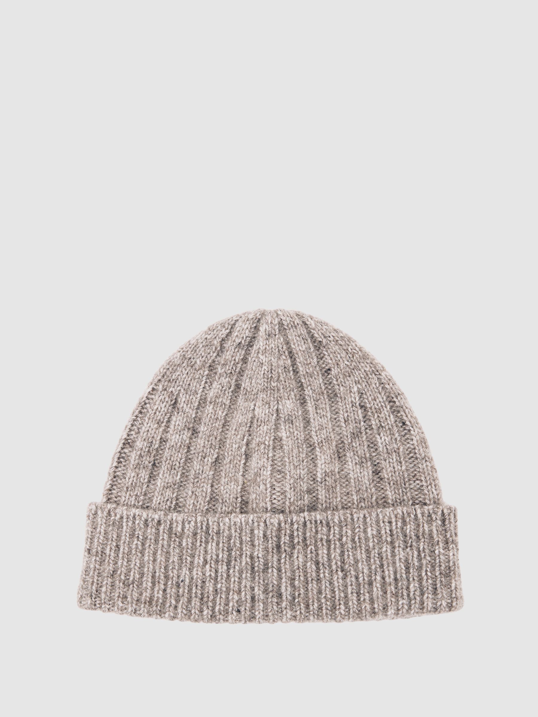Wool-Blend Chunky Rib-Knit Beanie in Oatmeal Melange