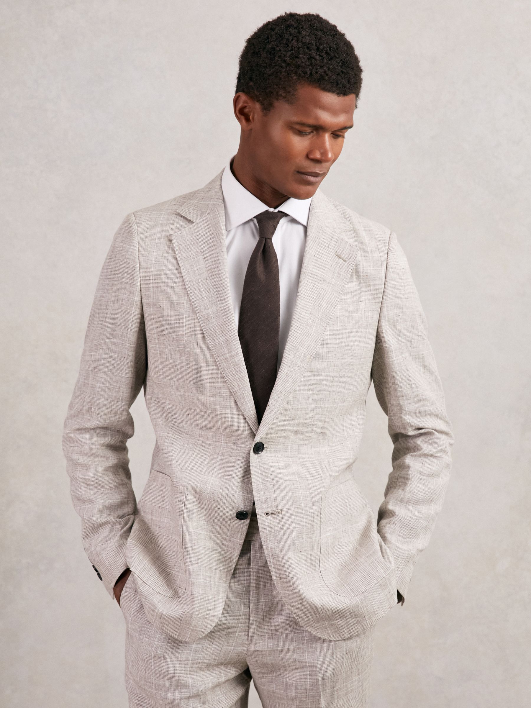 Silk Blend Textured Tie in Chocolate Brown