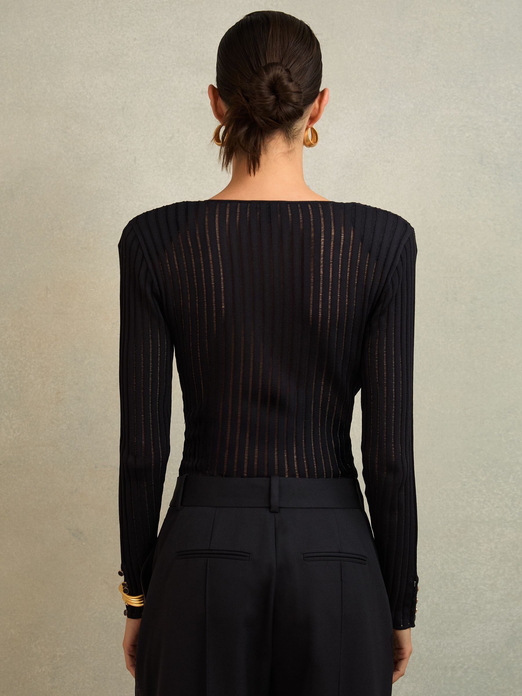 Atelier Ladder-Stitch Knit Bodysuit in Black