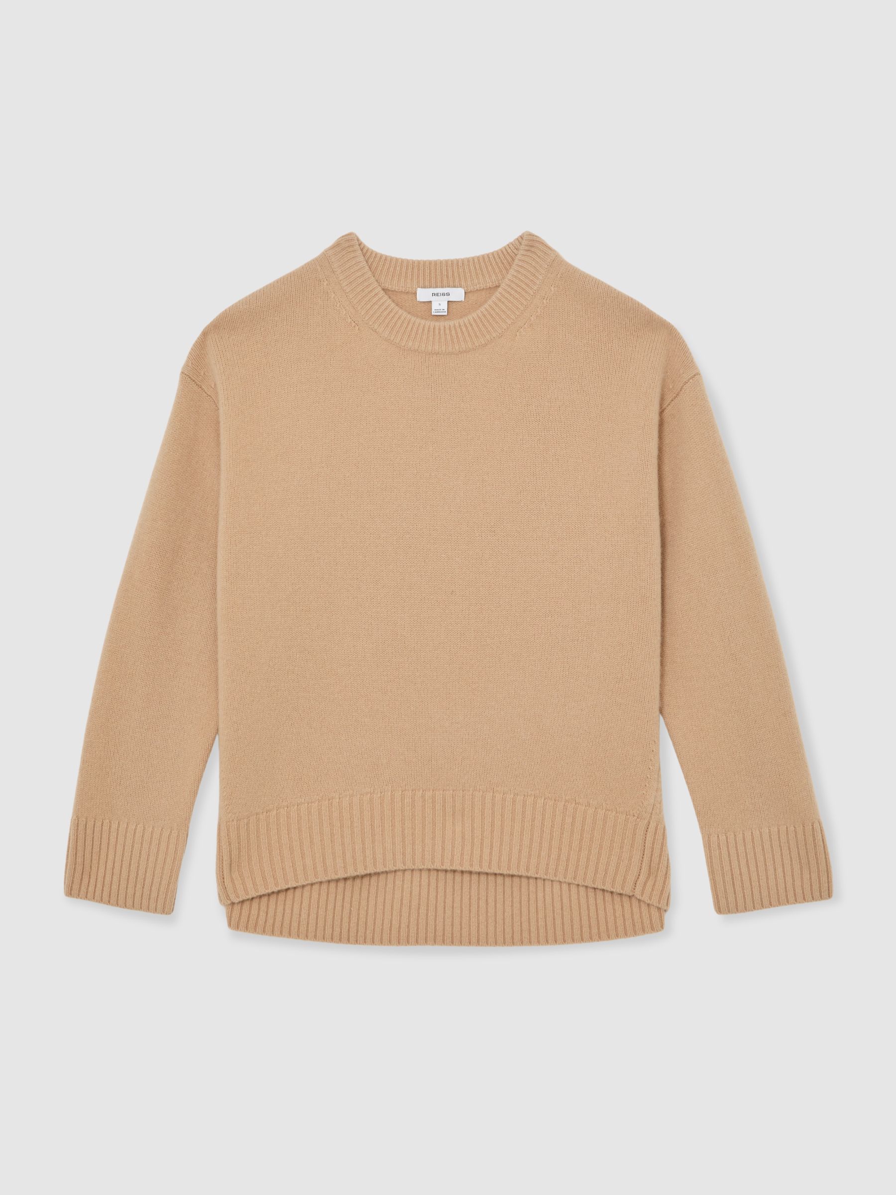 Wool-Cashmere Crew-Neck Jumper in Camel