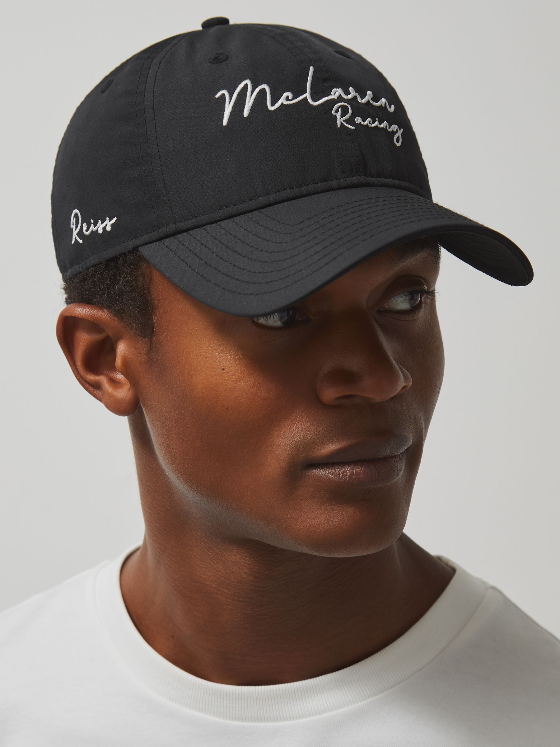 Unisex Fit McLaren Racing Logo Embroidered Cap in Black