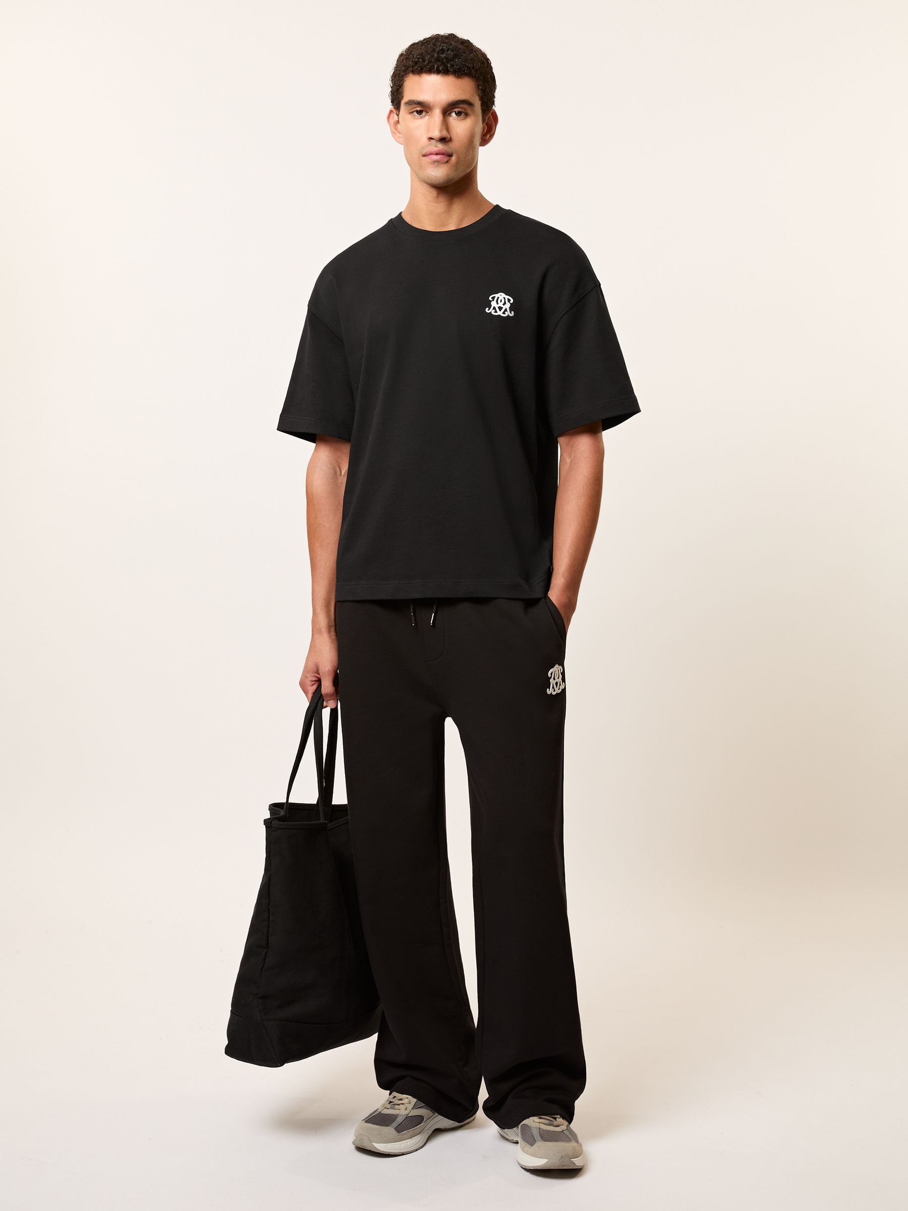 Monogram Cotton Oversized T-Shirt in Black