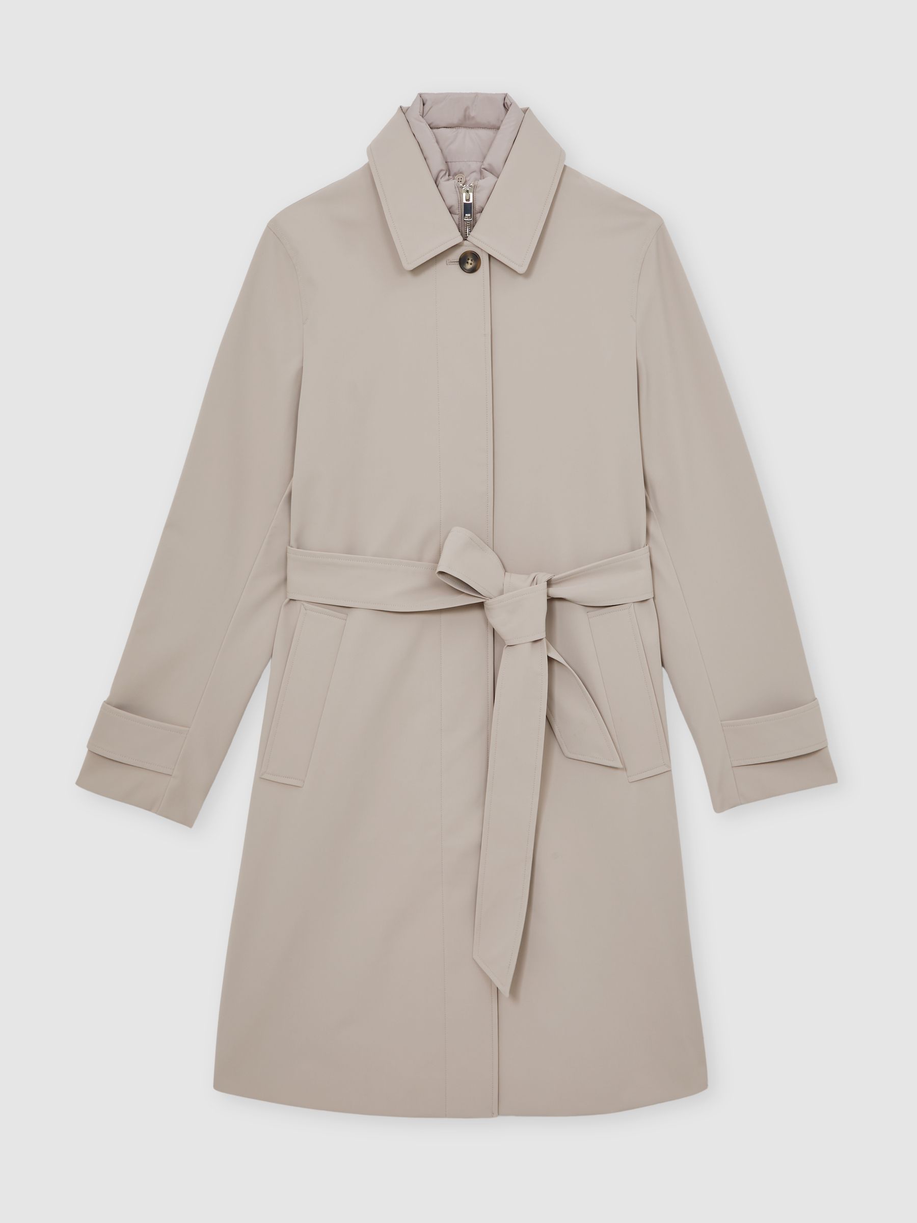 Removable-Gilet Hybrid Overcoat in Neutral