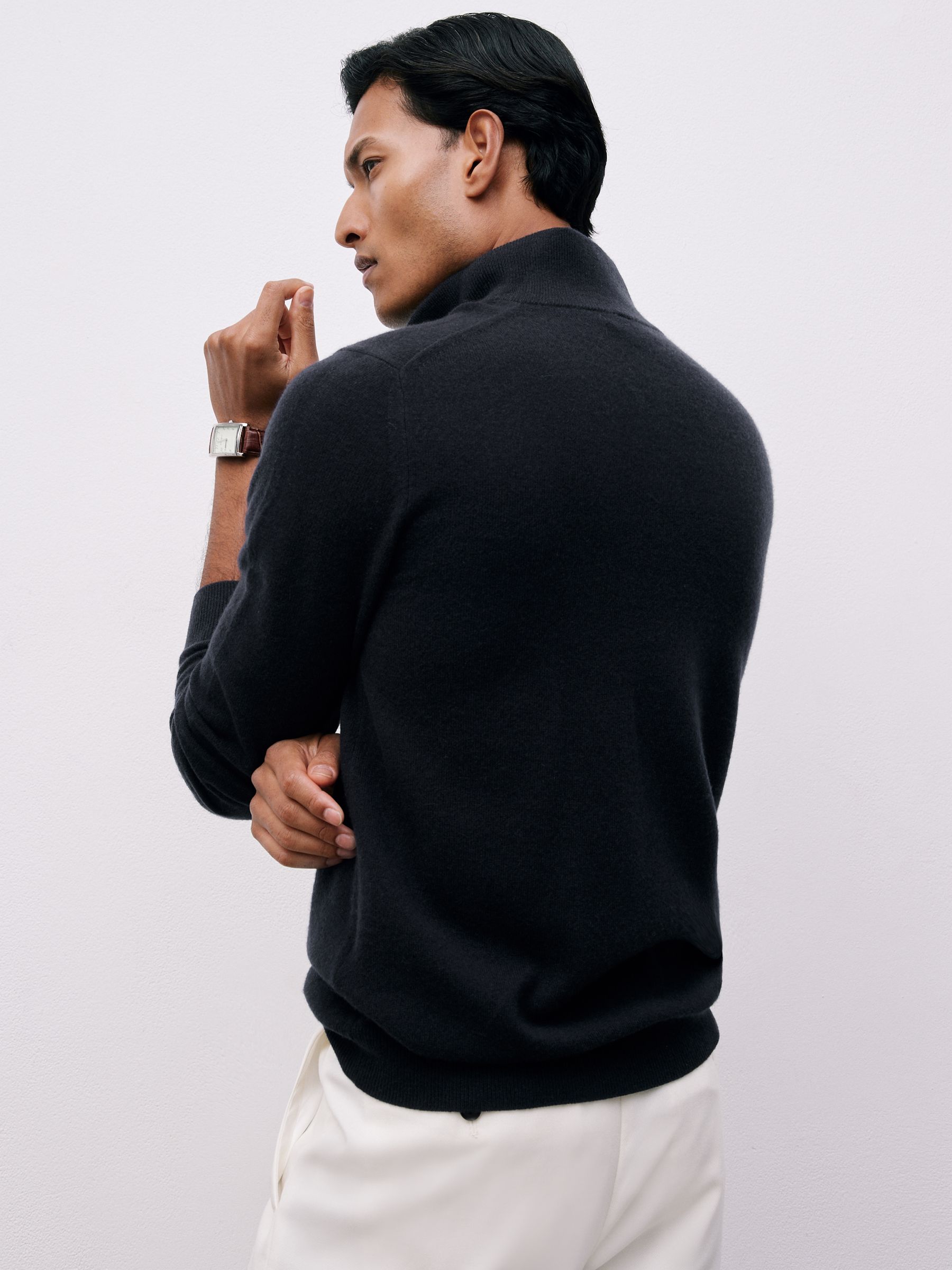 Atelier 100% Cashmere Half-Zip Jumper in Navy