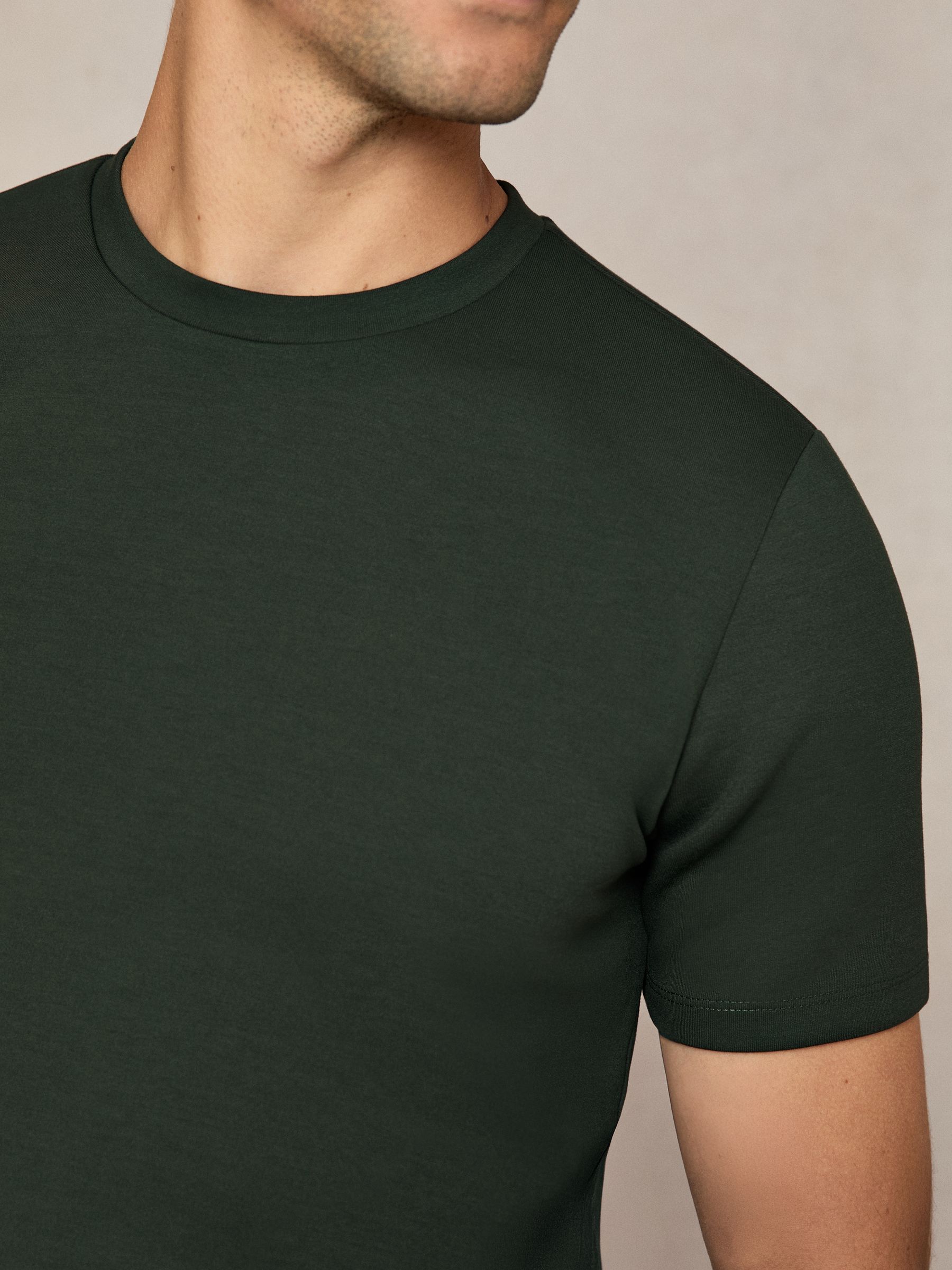 Premium Interlock Crew-Neck T-Shirt in Dark Sage Green