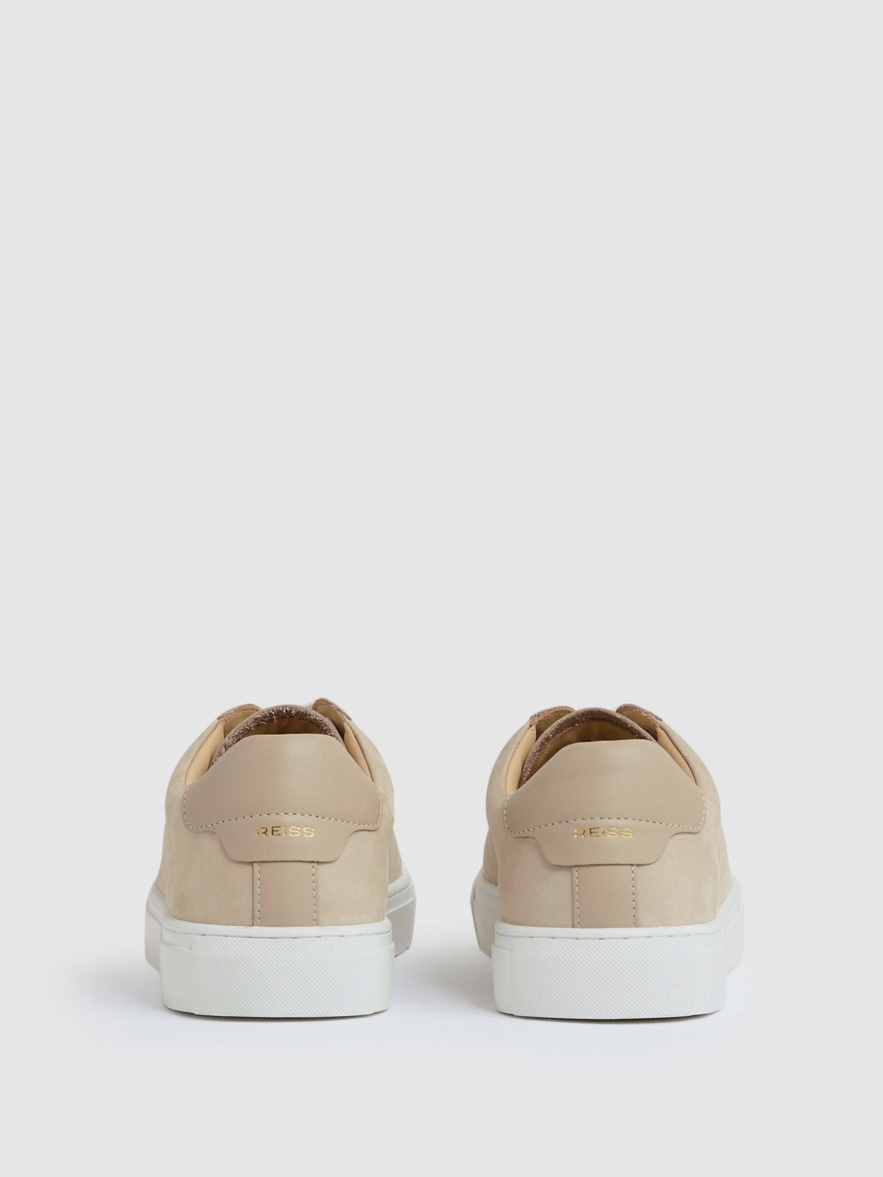 Nubuck Leather Low-Top Trainers in Ecru