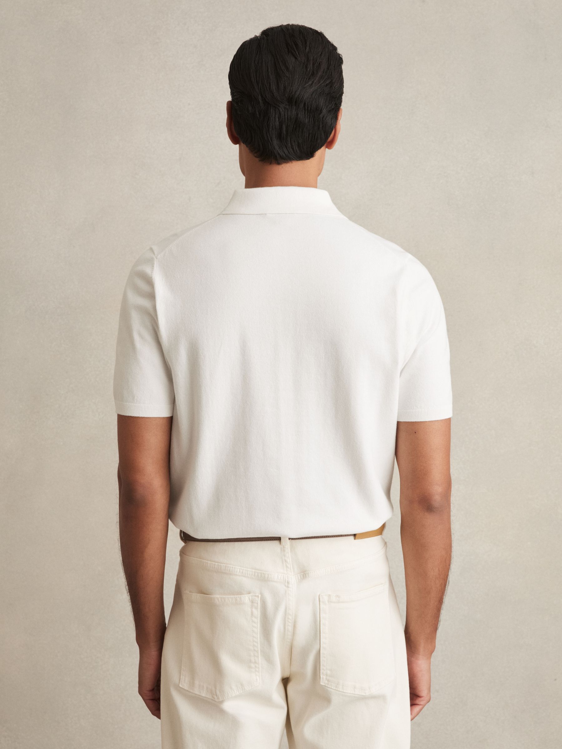 Contrast-Placket Polo Shirt With Cotton in White