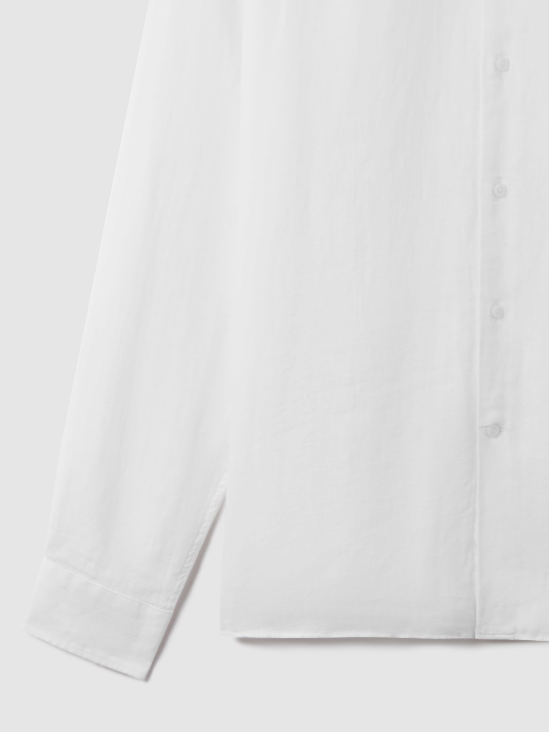 Linen Cutaway-Collar Shirt in White