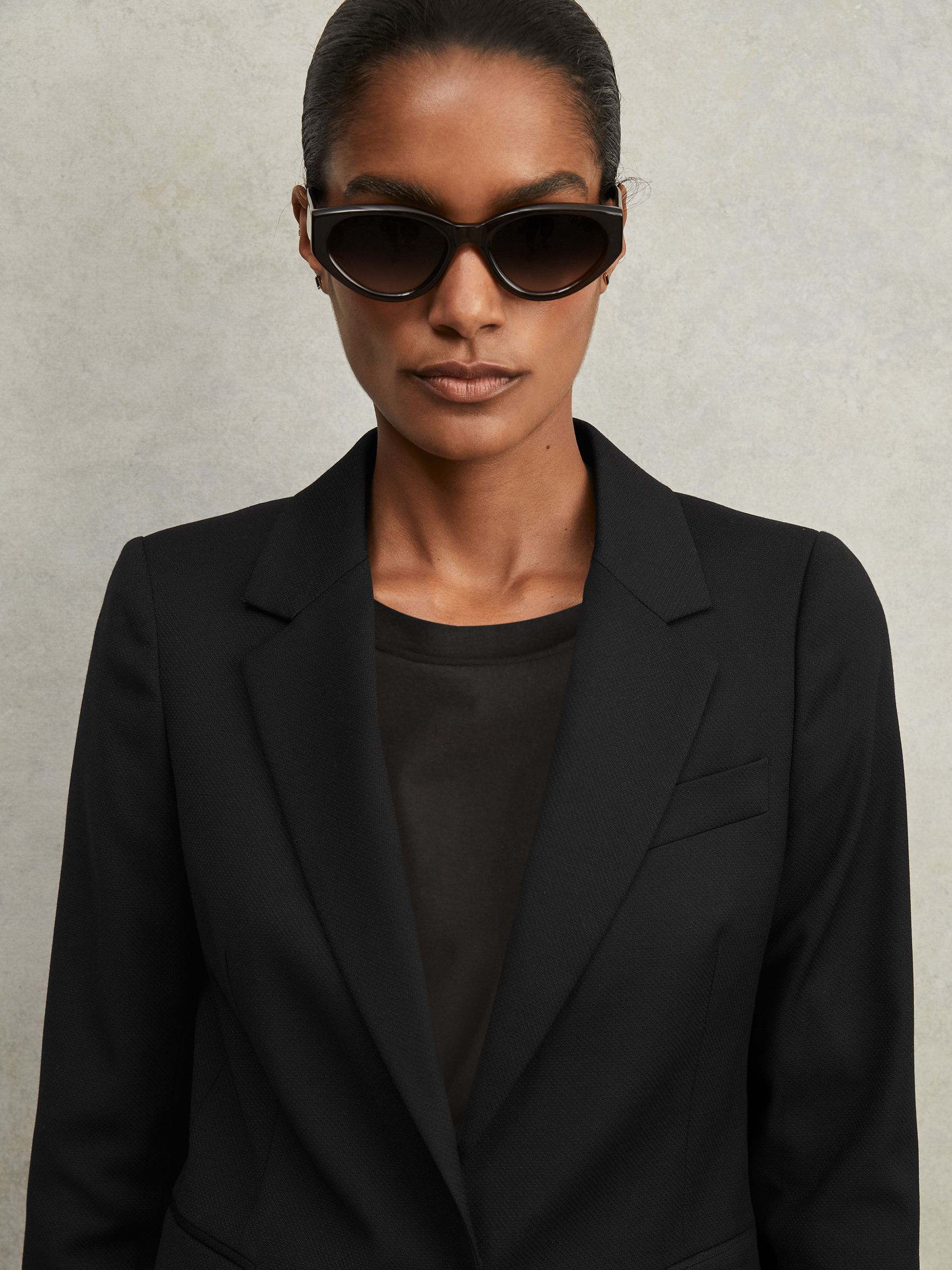 Petite Single Breasted Suit Blazer in Black