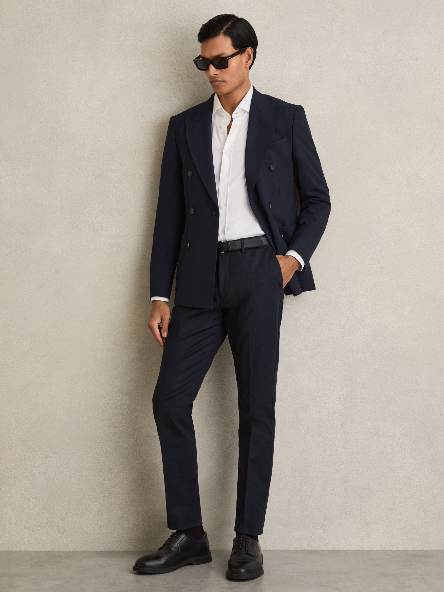 Slim Fit Cotton Blend Chinos in Black