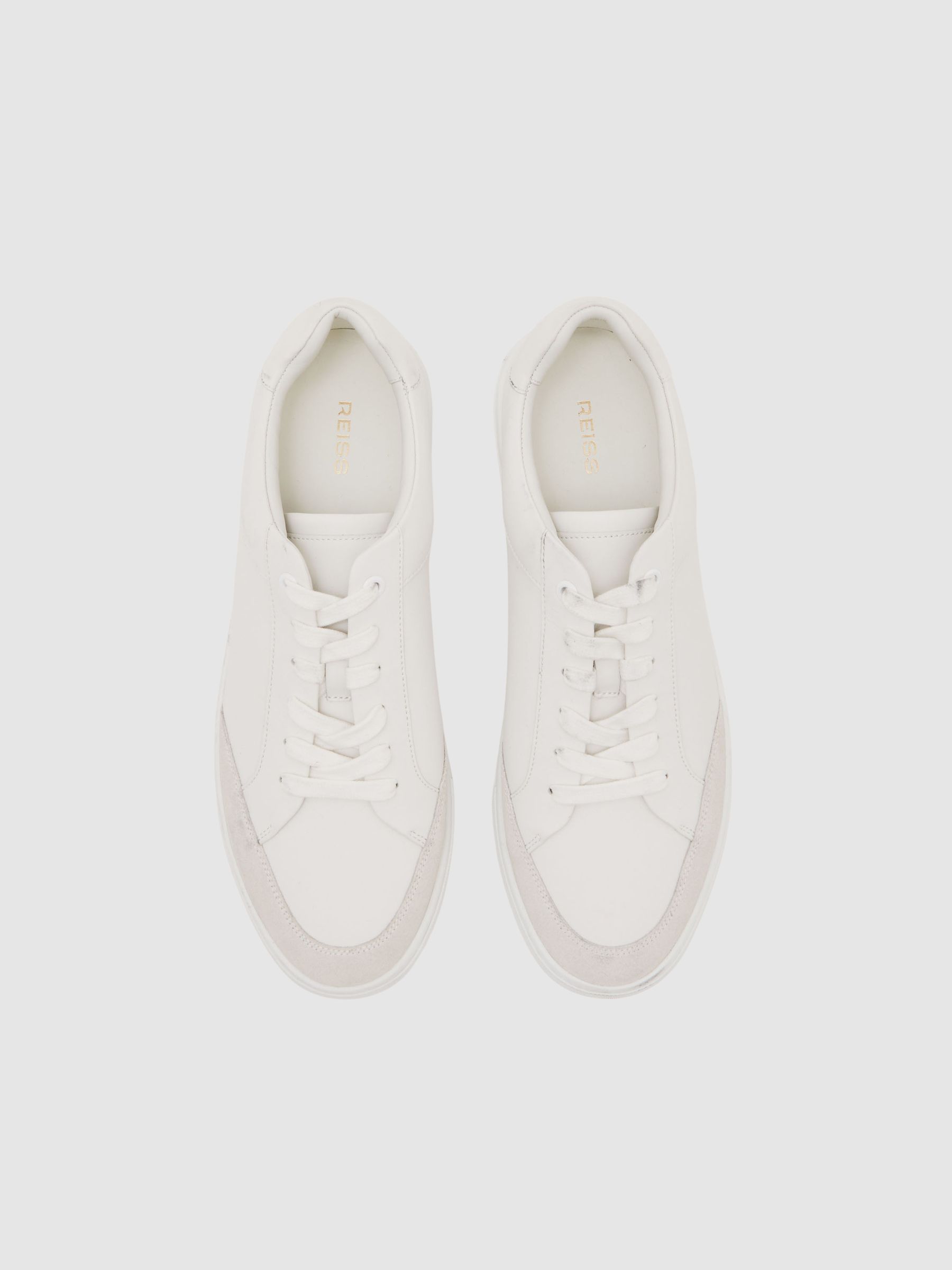 Bonded-Leather Low-Top Trainers in White