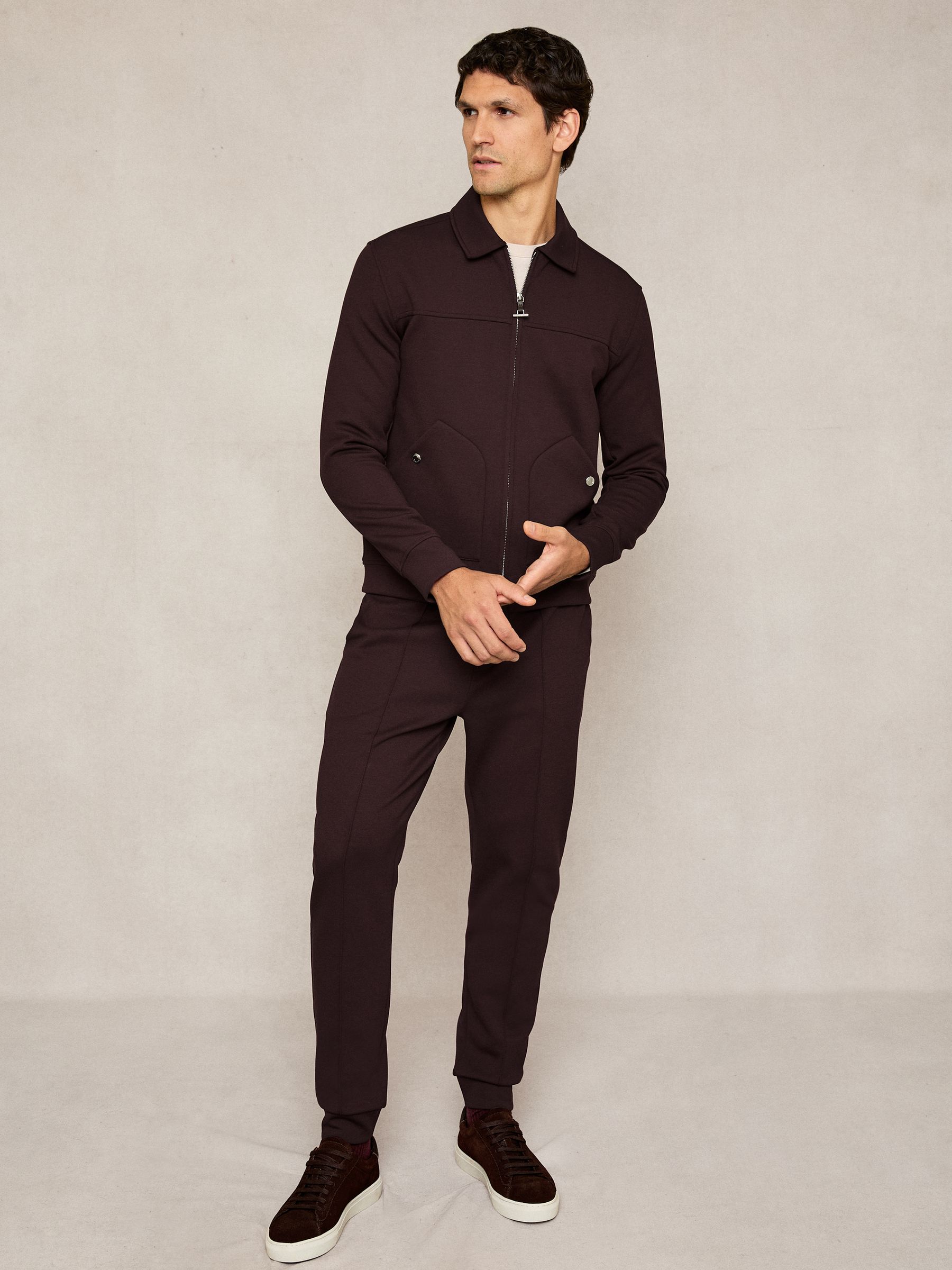 Stretch-Jersey Tailored Joggers in Cherry Red