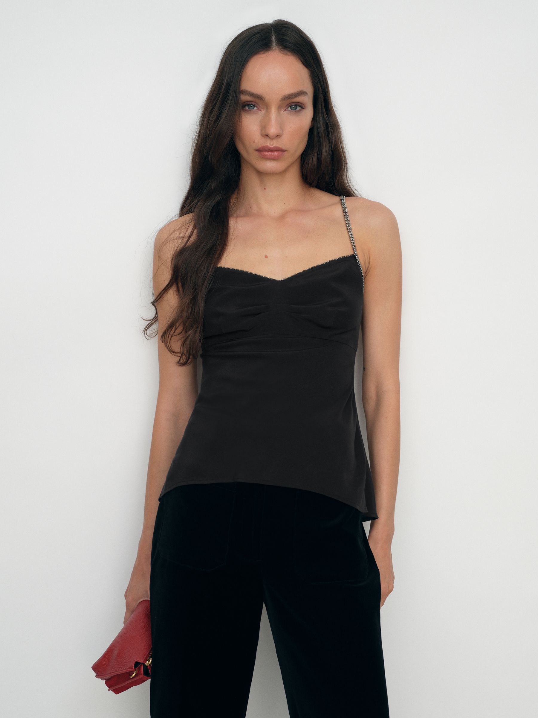 Chain-Strap Cami Top in Black
