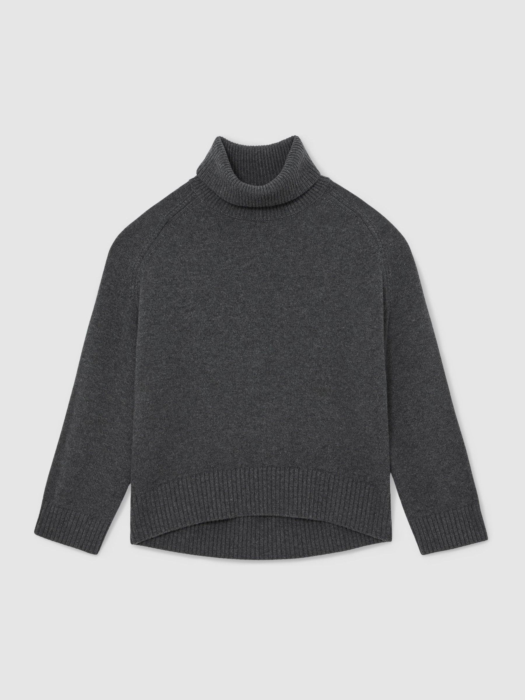 Wool-Cashmere Roll-Neck Jumper in Charcoal Grey