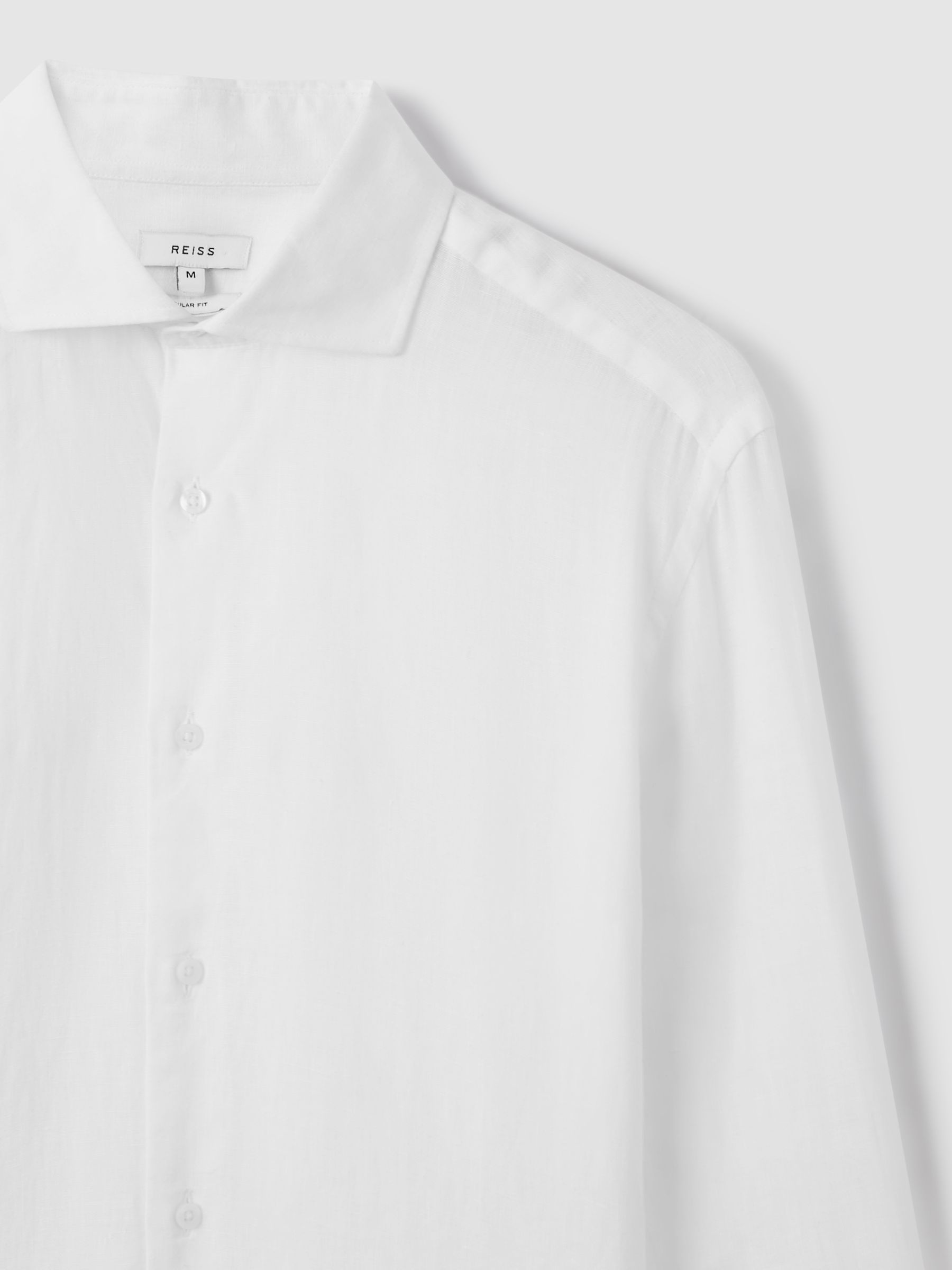 Linen Cutaway-Collar Shirt in White