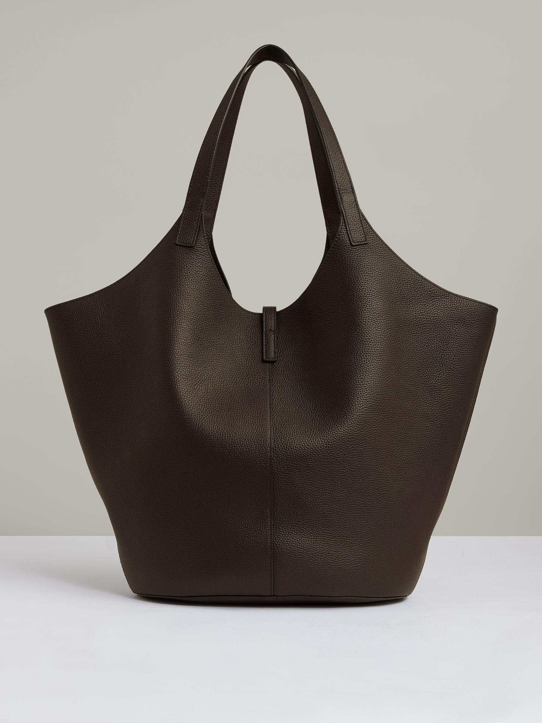Leather And Suede Tote Bag in Chocolate