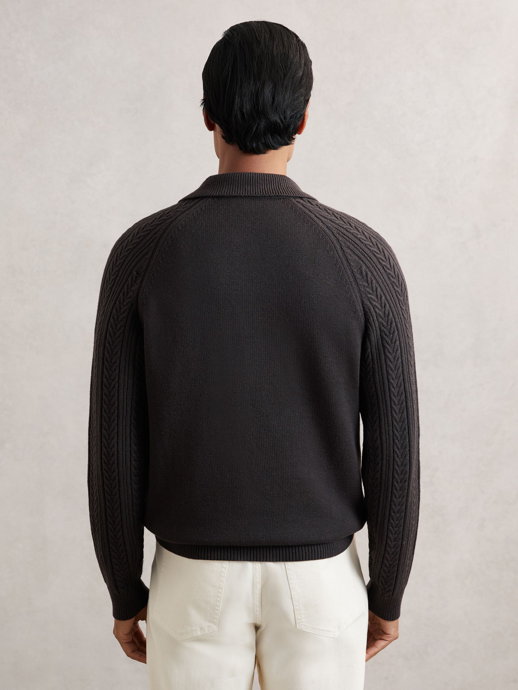 Cable-Knit Jumper With Wool in Chocolate Brown