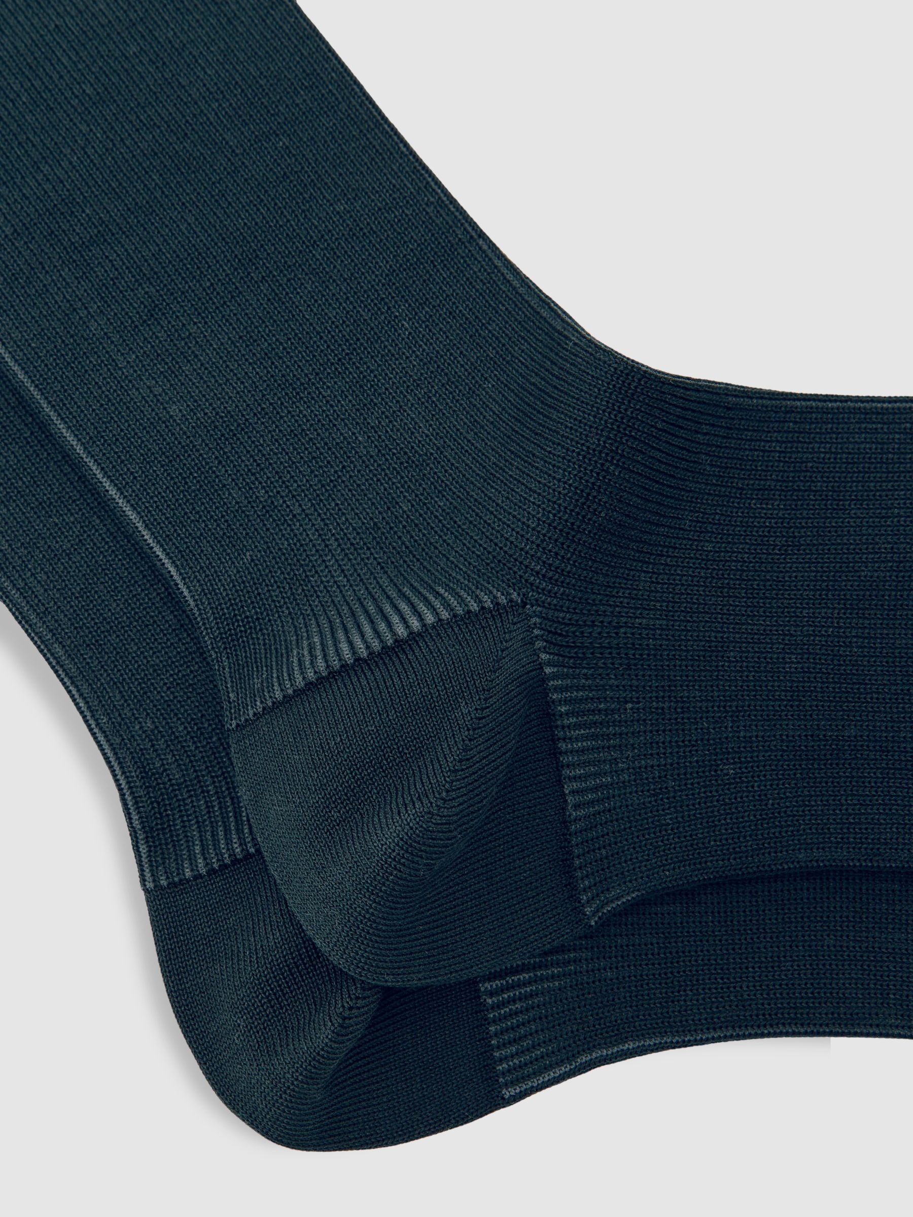 Two Tone Cotton Socks in Dark Green