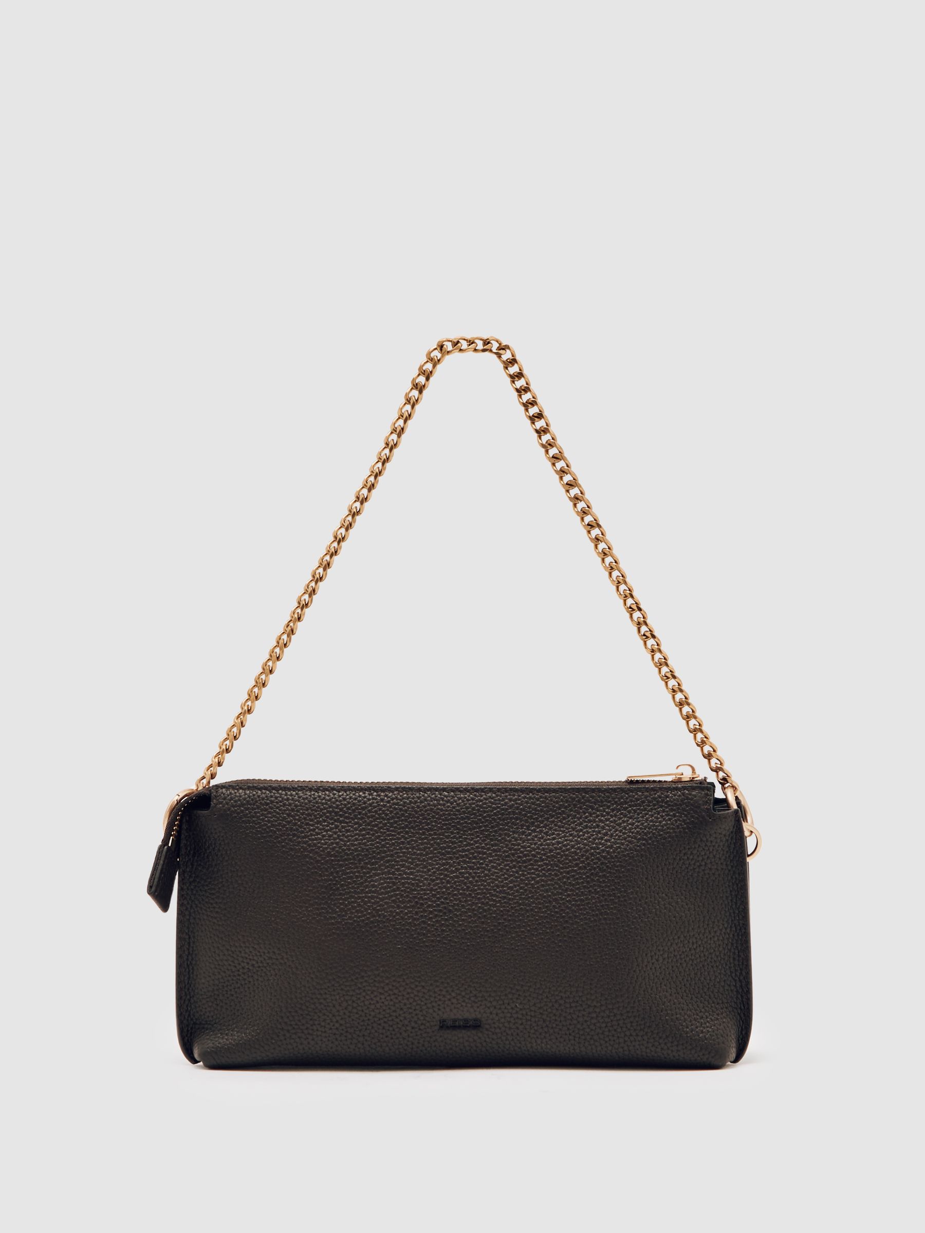 Leather Double-Pouch Crossbody Bag in Brown