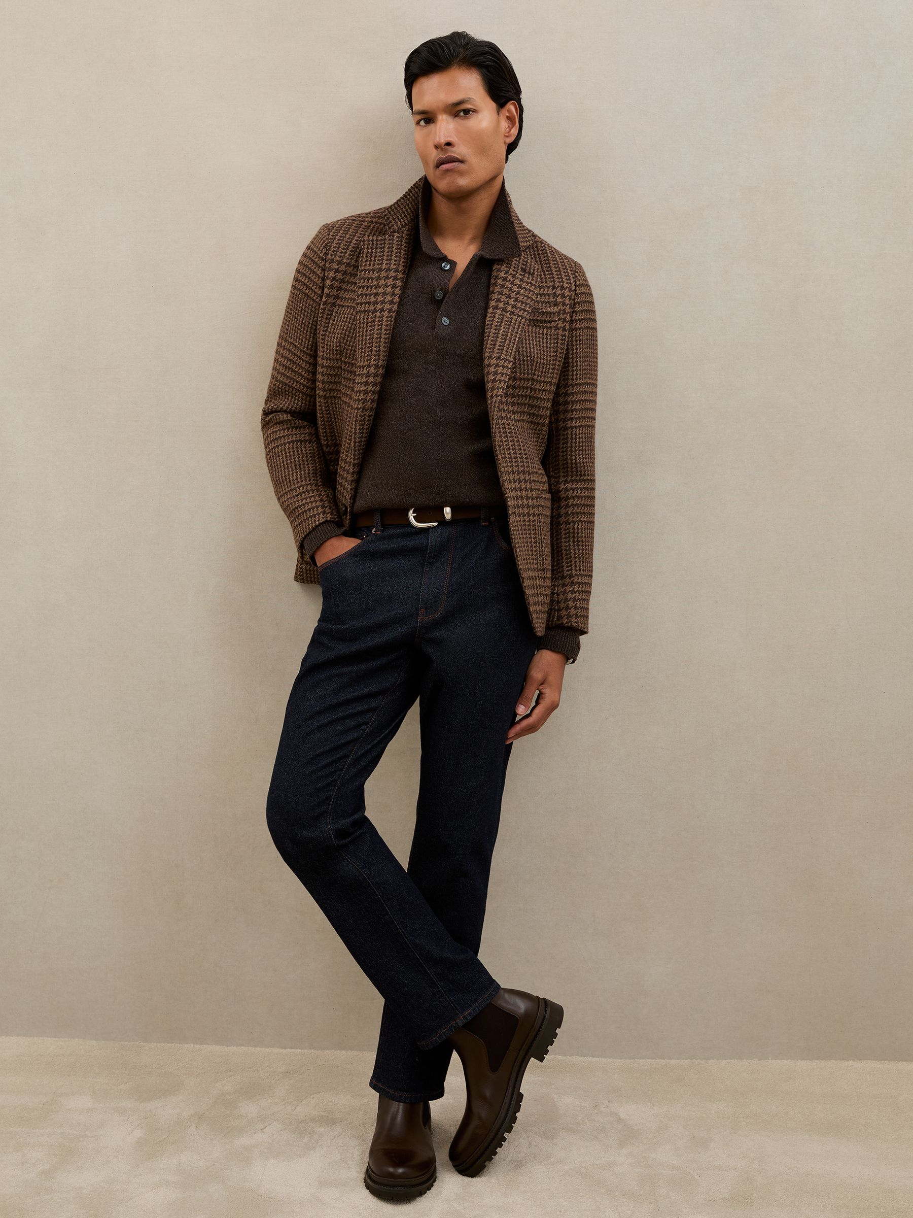 Atelier 100% Cashmere Polo Jumper in Chocolate Brown